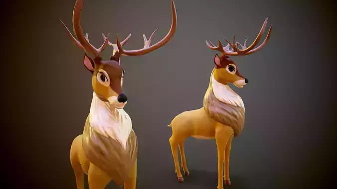 cartoon deer Low-poly 3D model