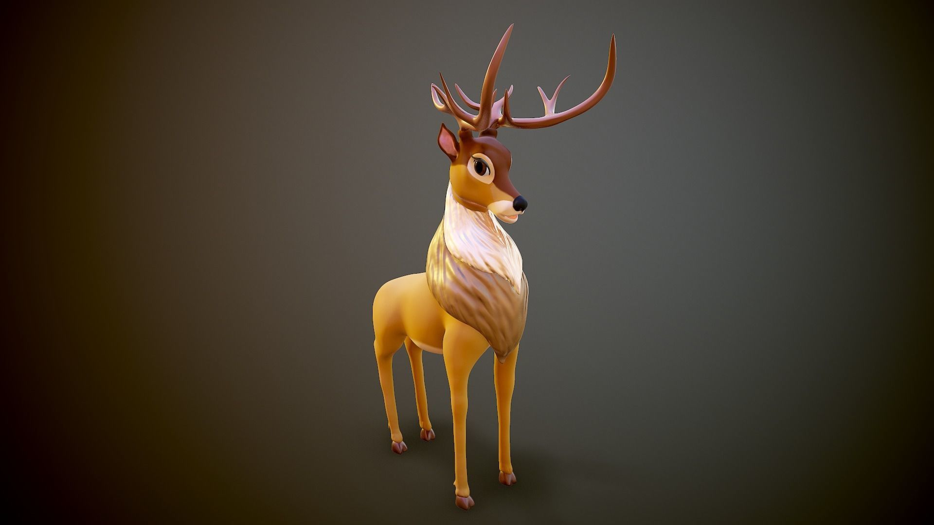 cartoon deer Low-poly 3D model_2