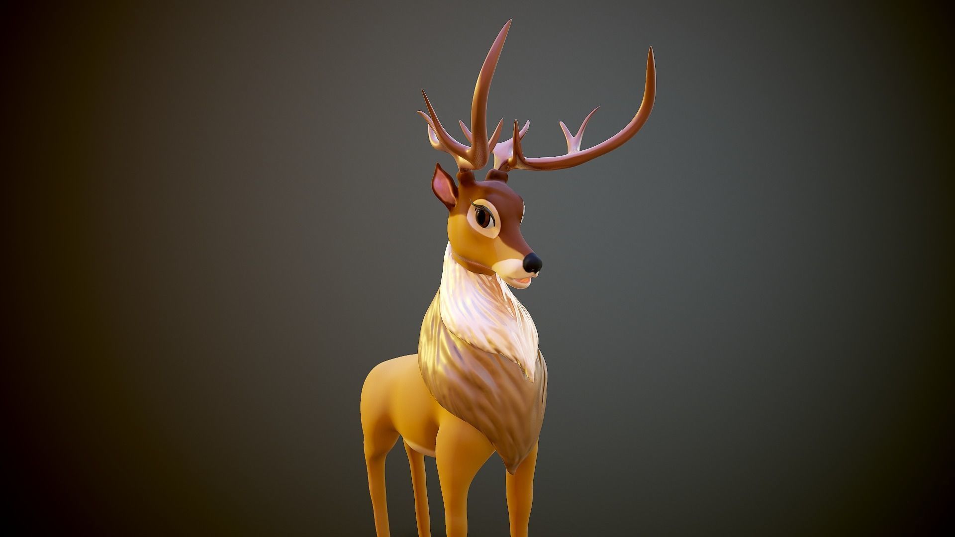 cartoon deer Low-poly 3D model_4