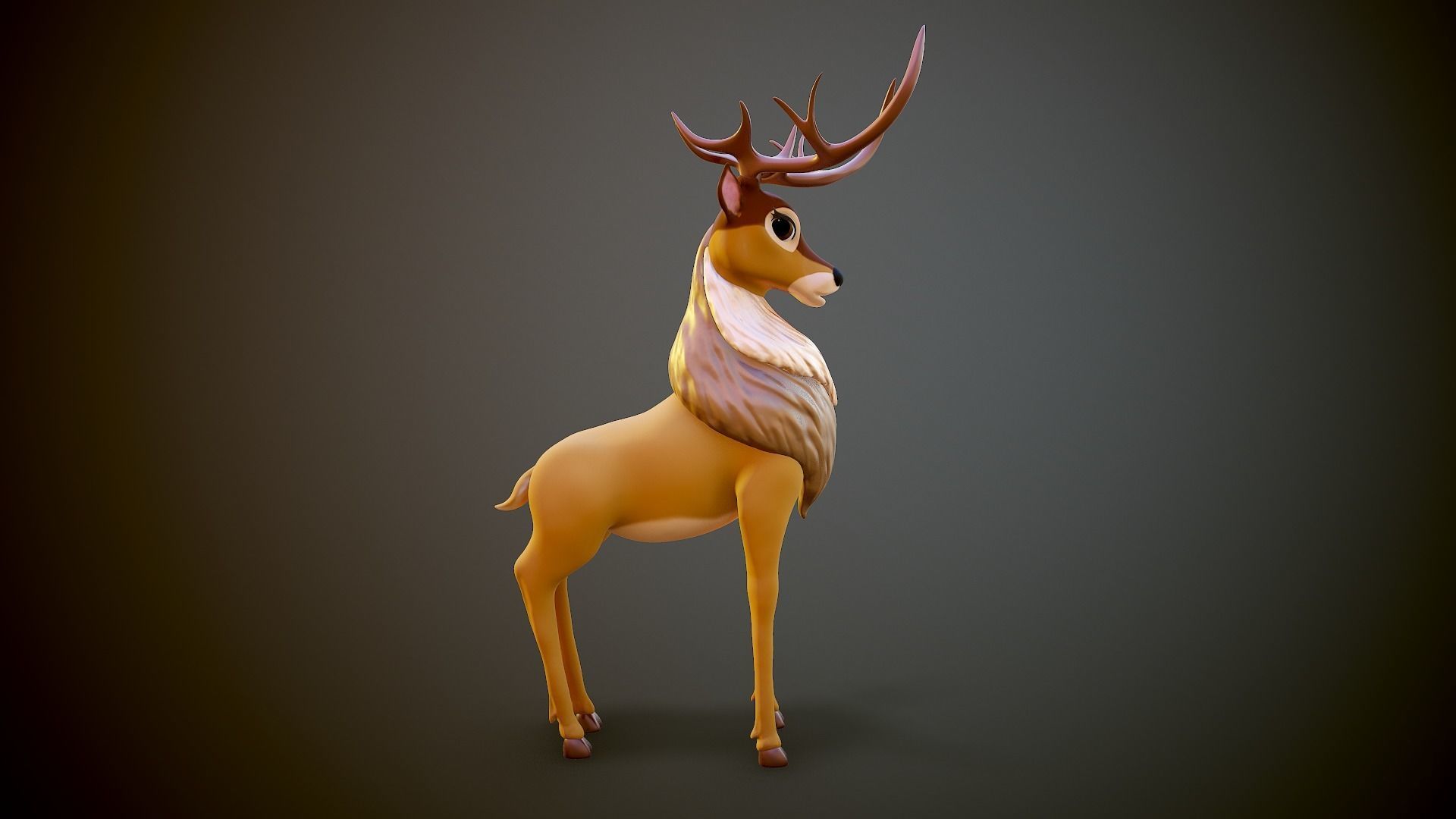 cartoon deer Low-poly 3D model_6