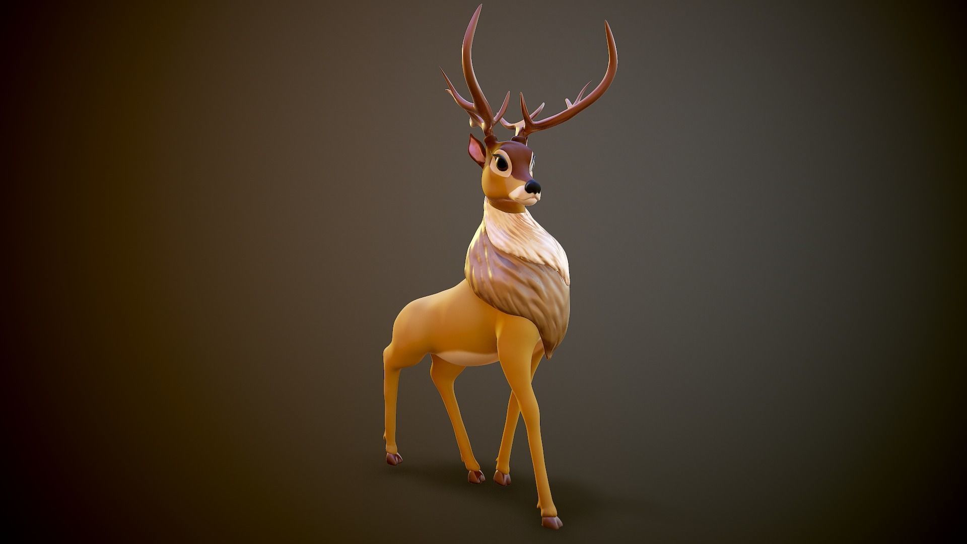 cartoon deer Low-poly 3D model_8
