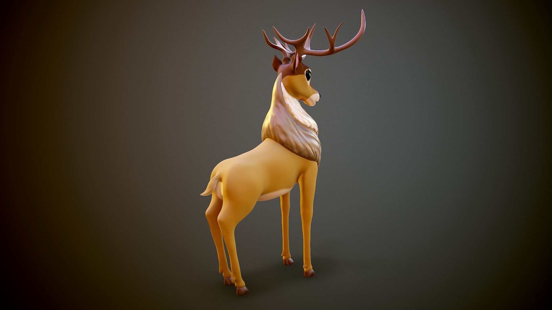 cartoon deer Low-poly 3D model_7