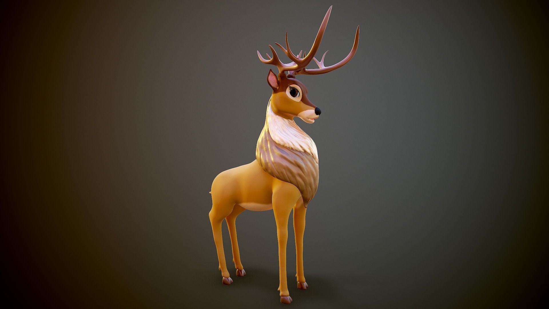 cartoon deer Low-poly 3D model_5
