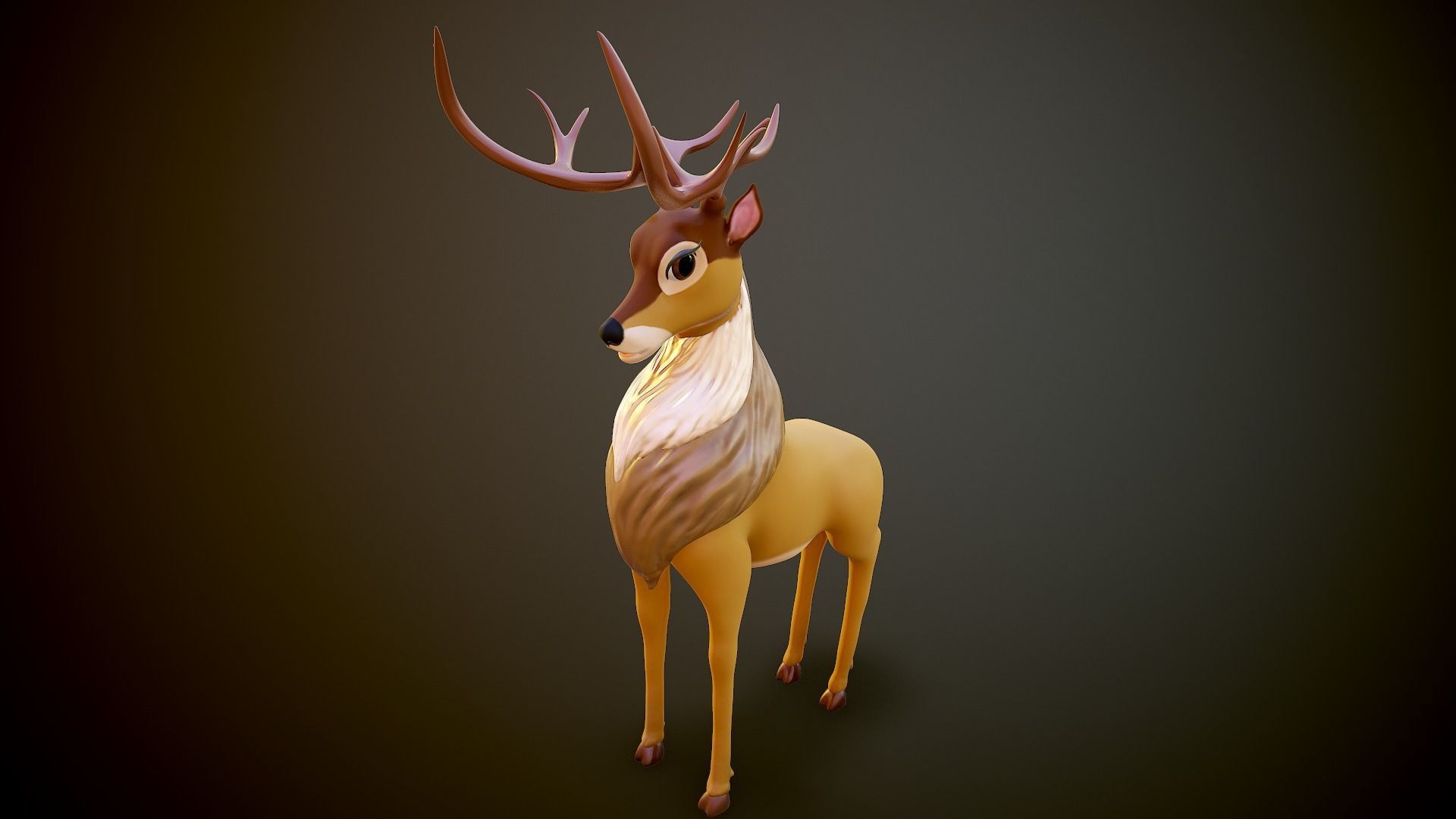 cartoon deer Low-poly 3D model_3
