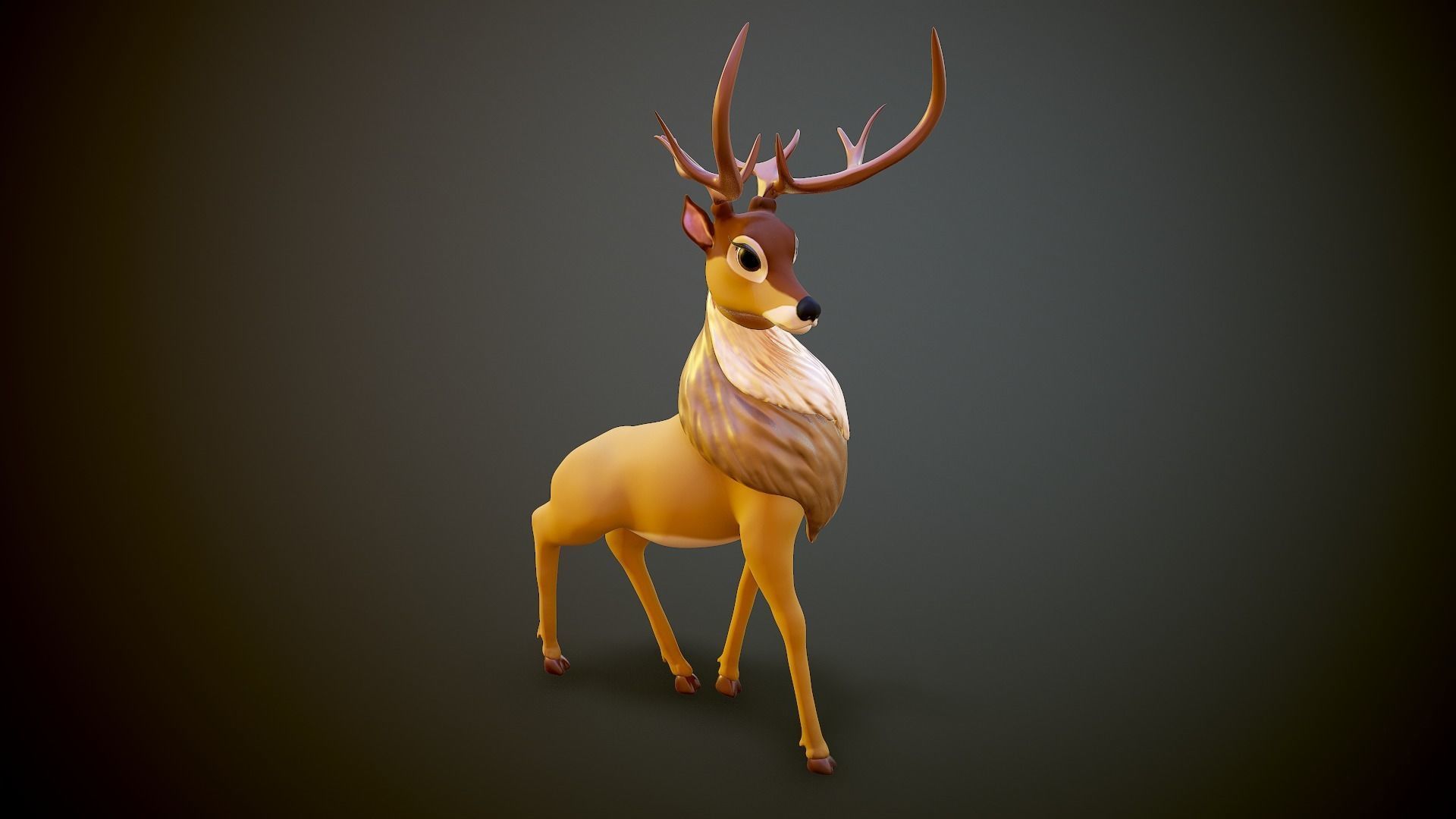 cartoon deer Low-poly 3D model_9