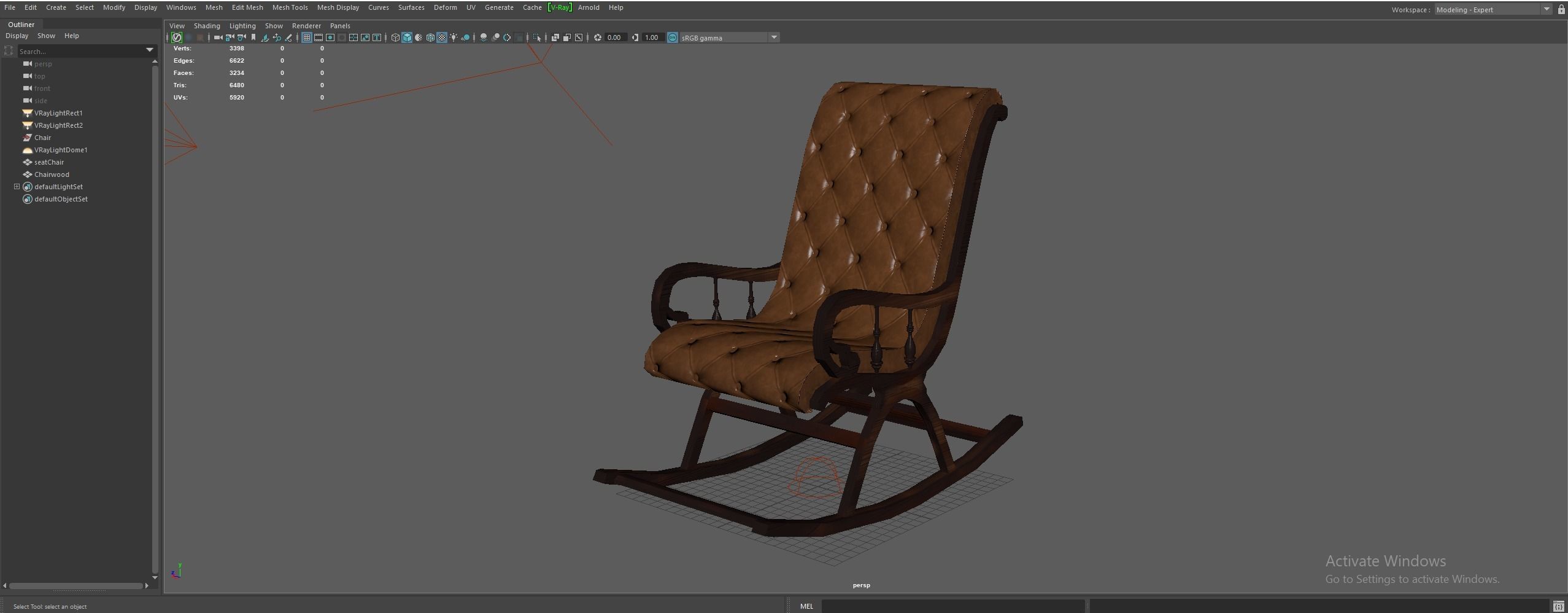 Royal chair Low-poly 3D model_9
