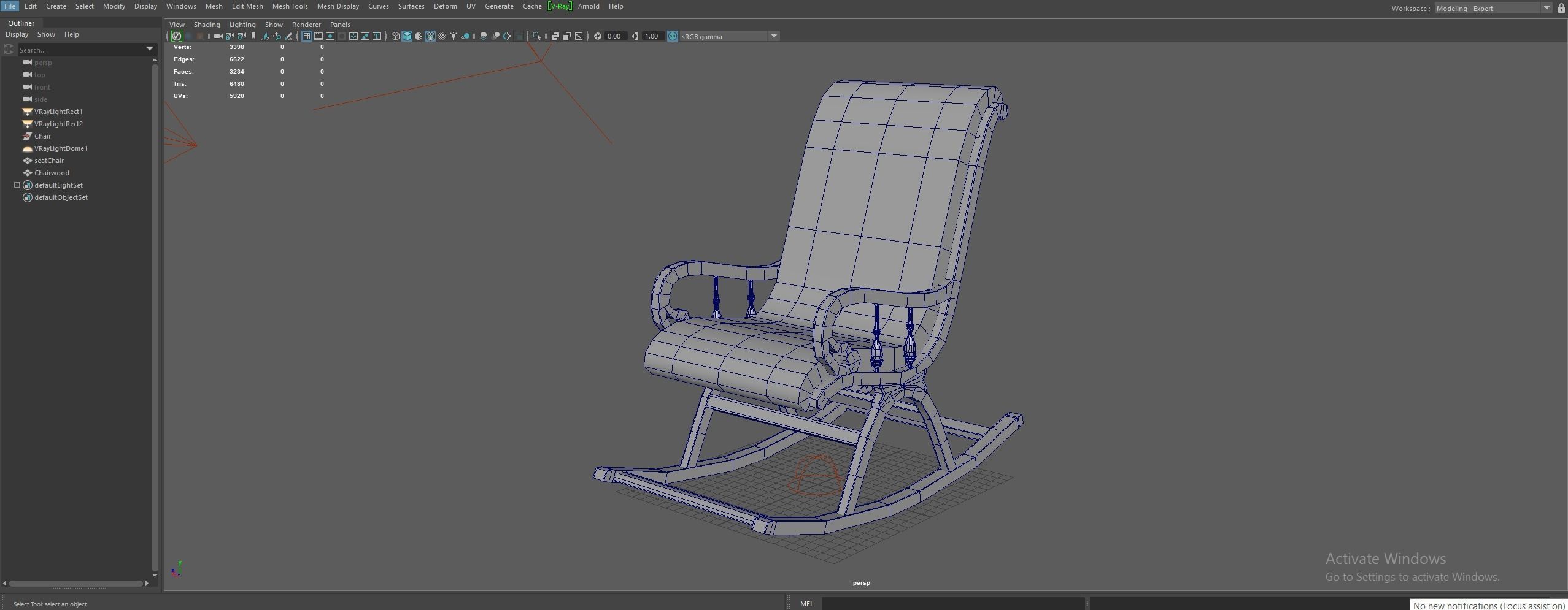 Royal chair Low-poly 3D model_10