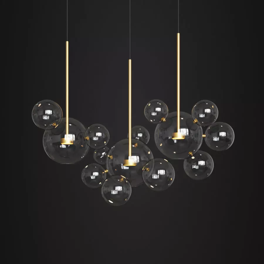 Giopato Coombes Bolle Zigzag Chandelier 14 Bubbles 3D model_0