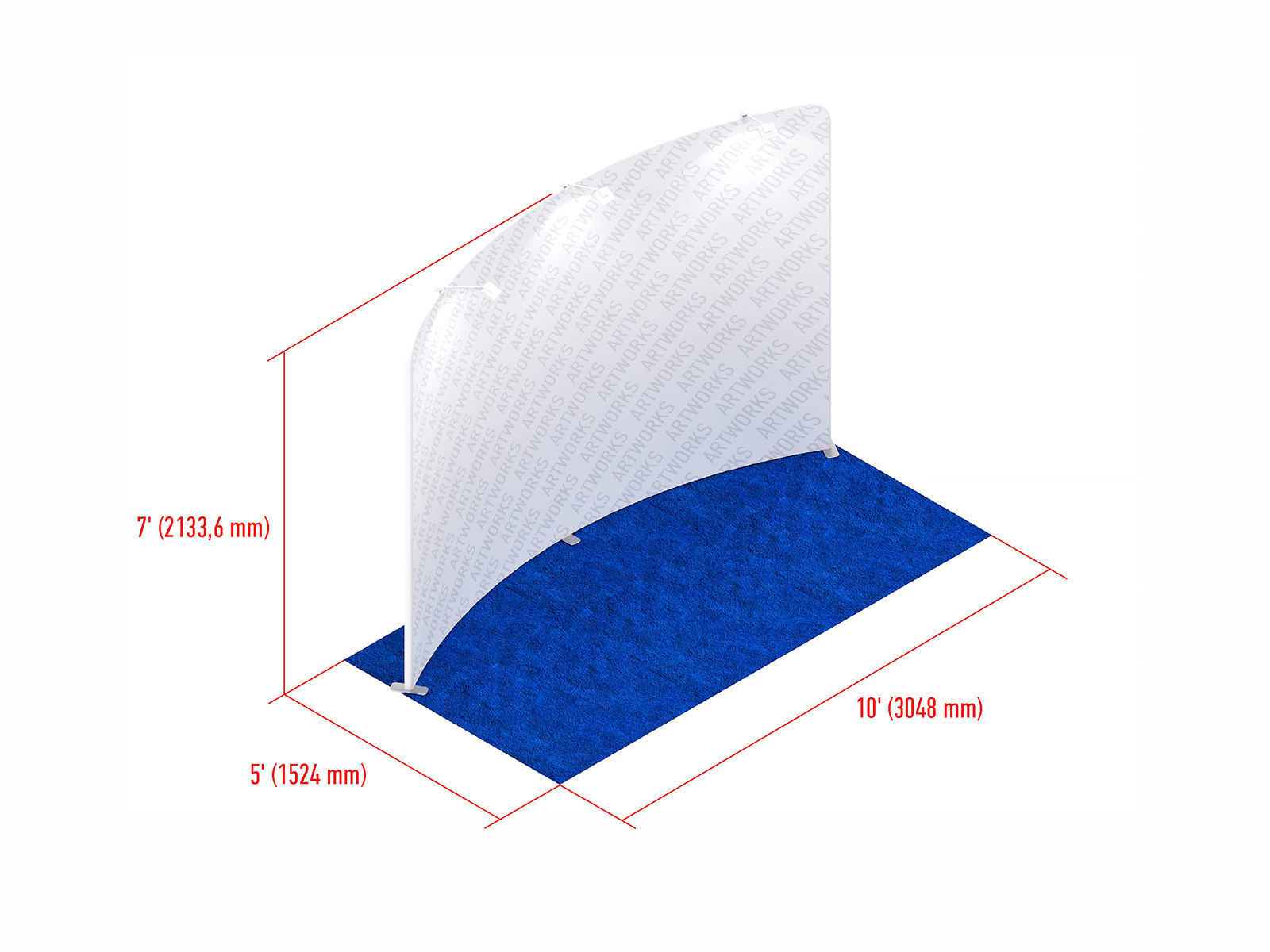 Exhibition booth 10x5ft curved wall 3DM002 Free 3D model_4