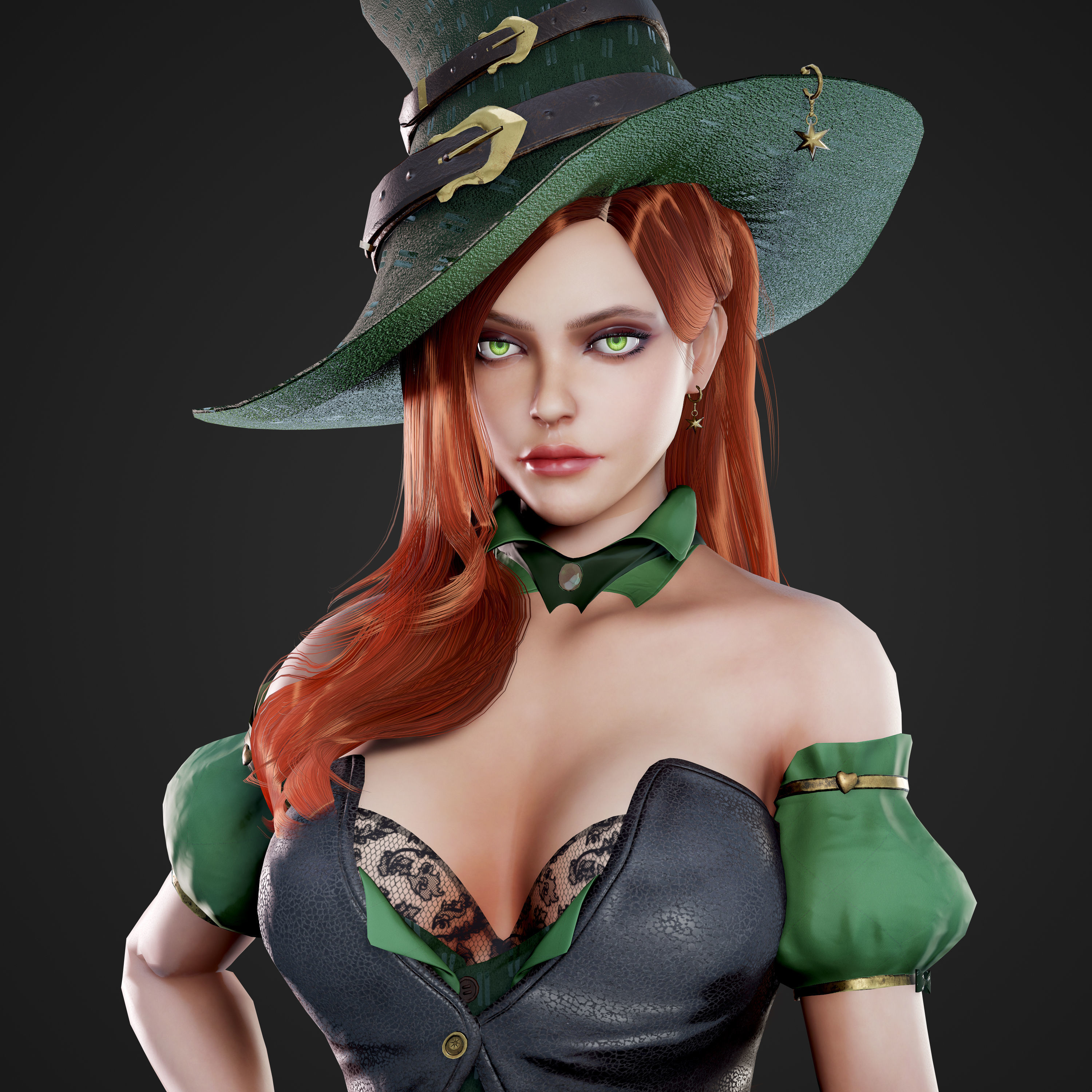 Witch - Game Ready Low-poly 3D model_8