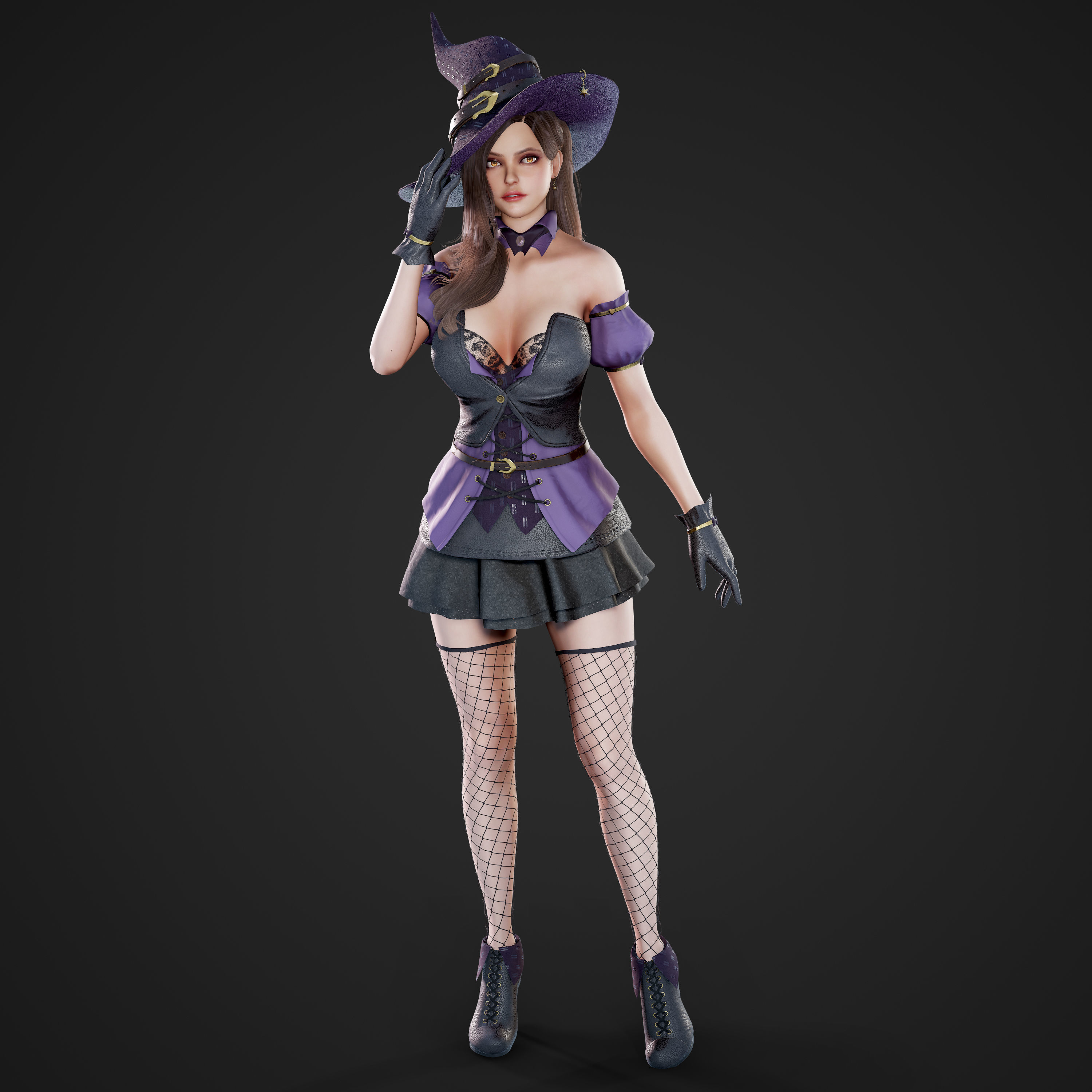 Witch - Game Ready Low-poly 3D model_25