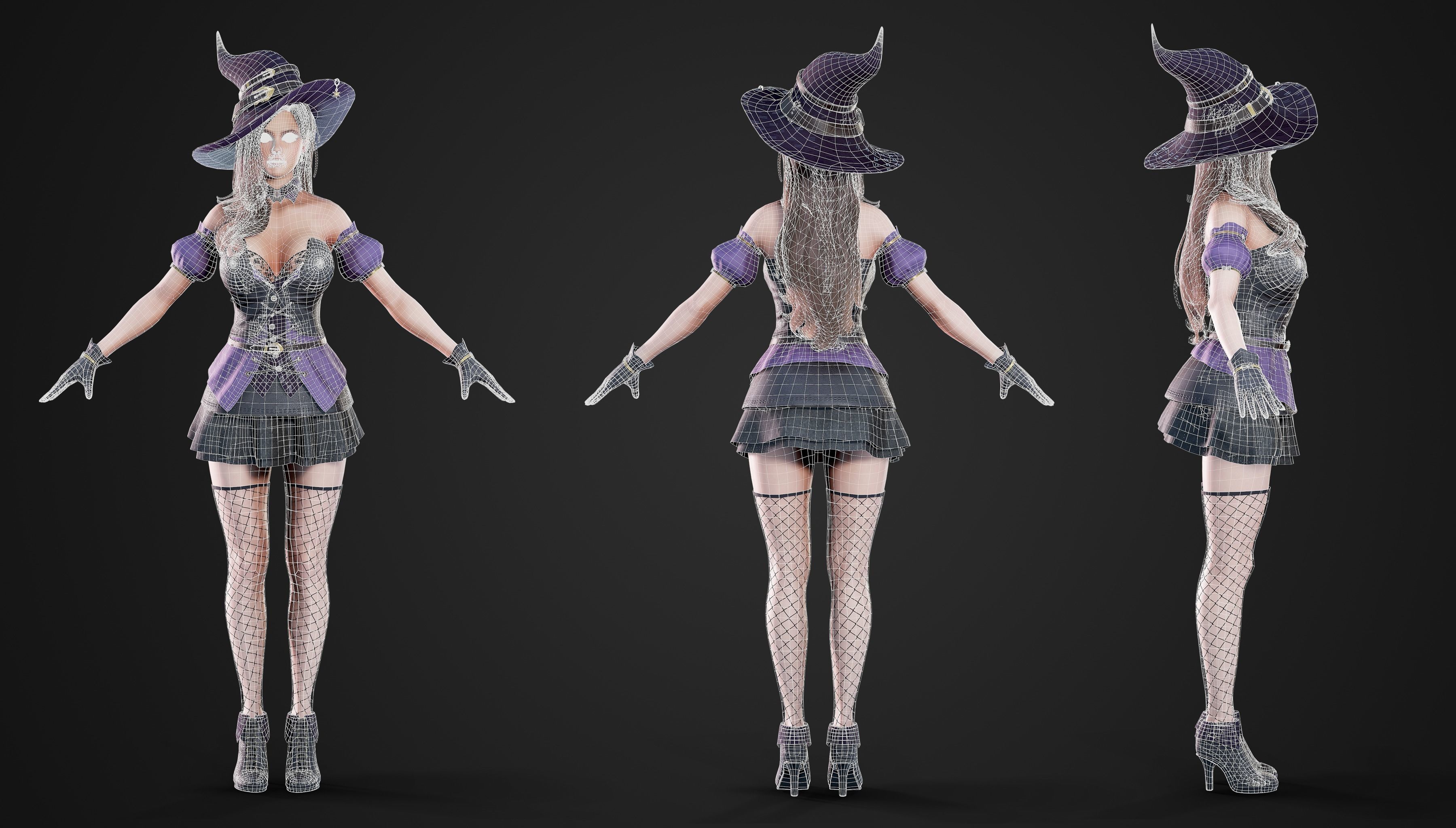 Witch - Game Ready Low-poly 3D model_33