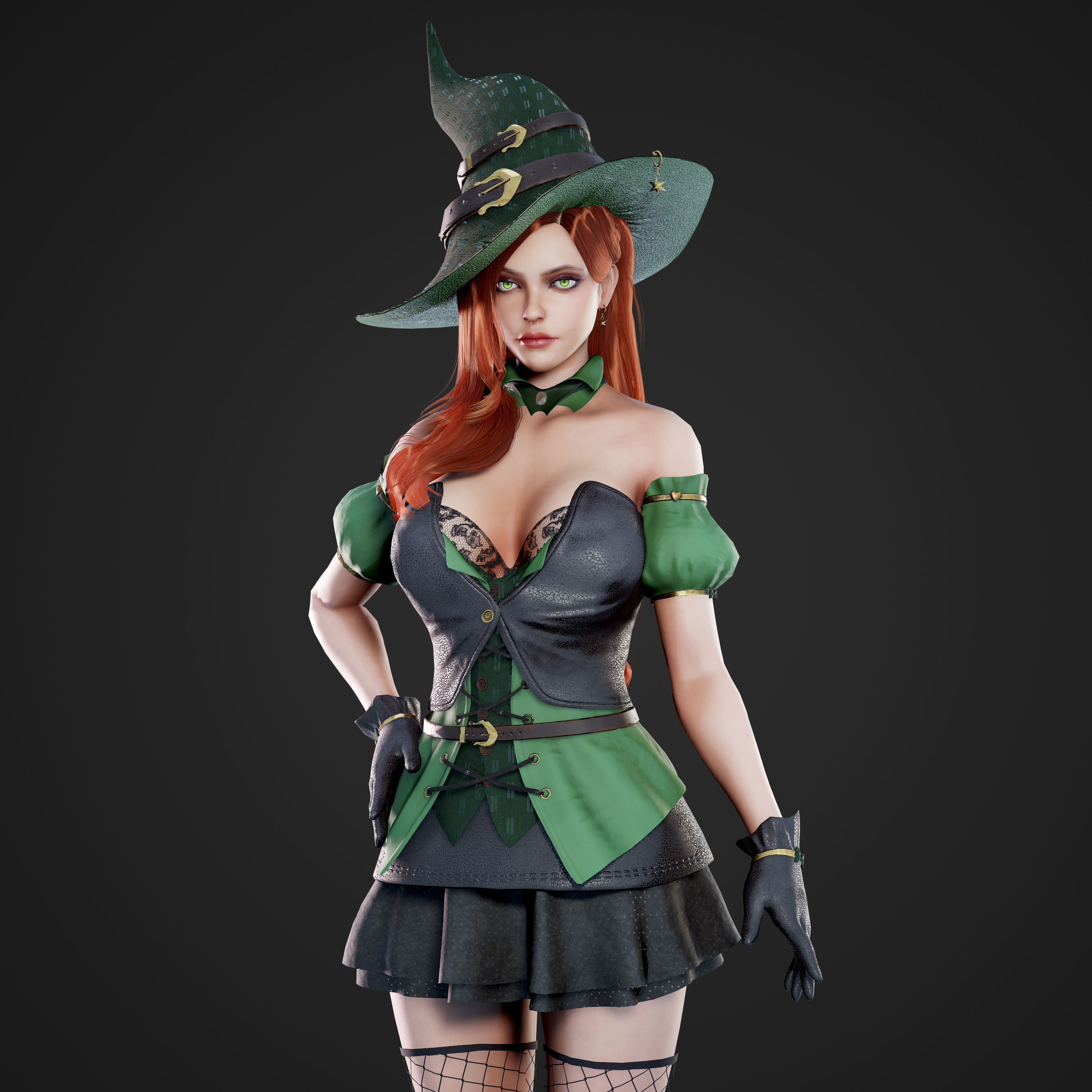 Witch - Game Ready Low-poly 3D model_9