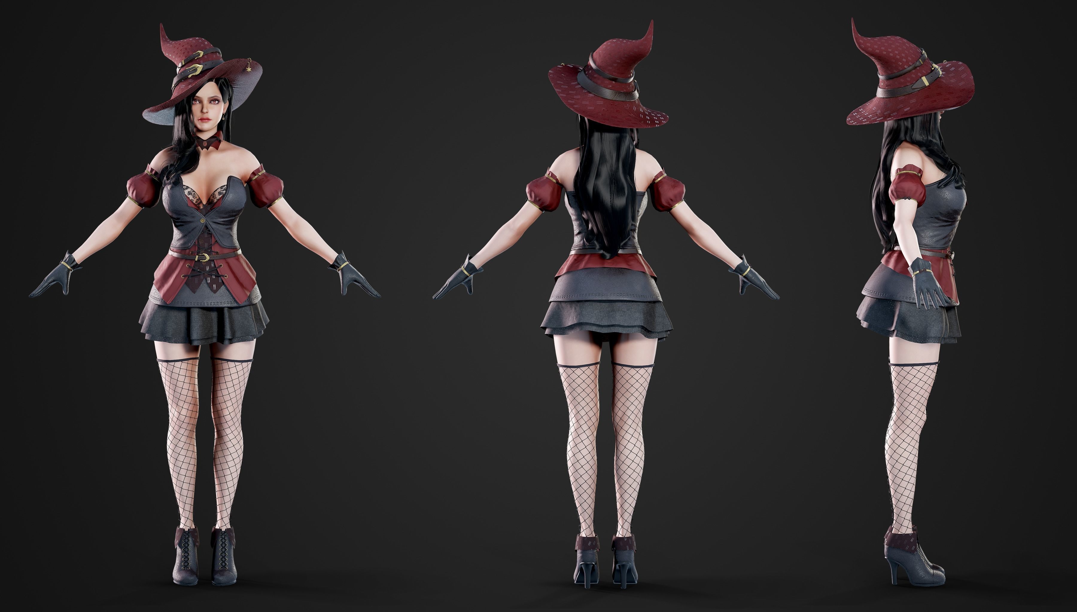Witch - Game Ready Low-poly 3D model_32