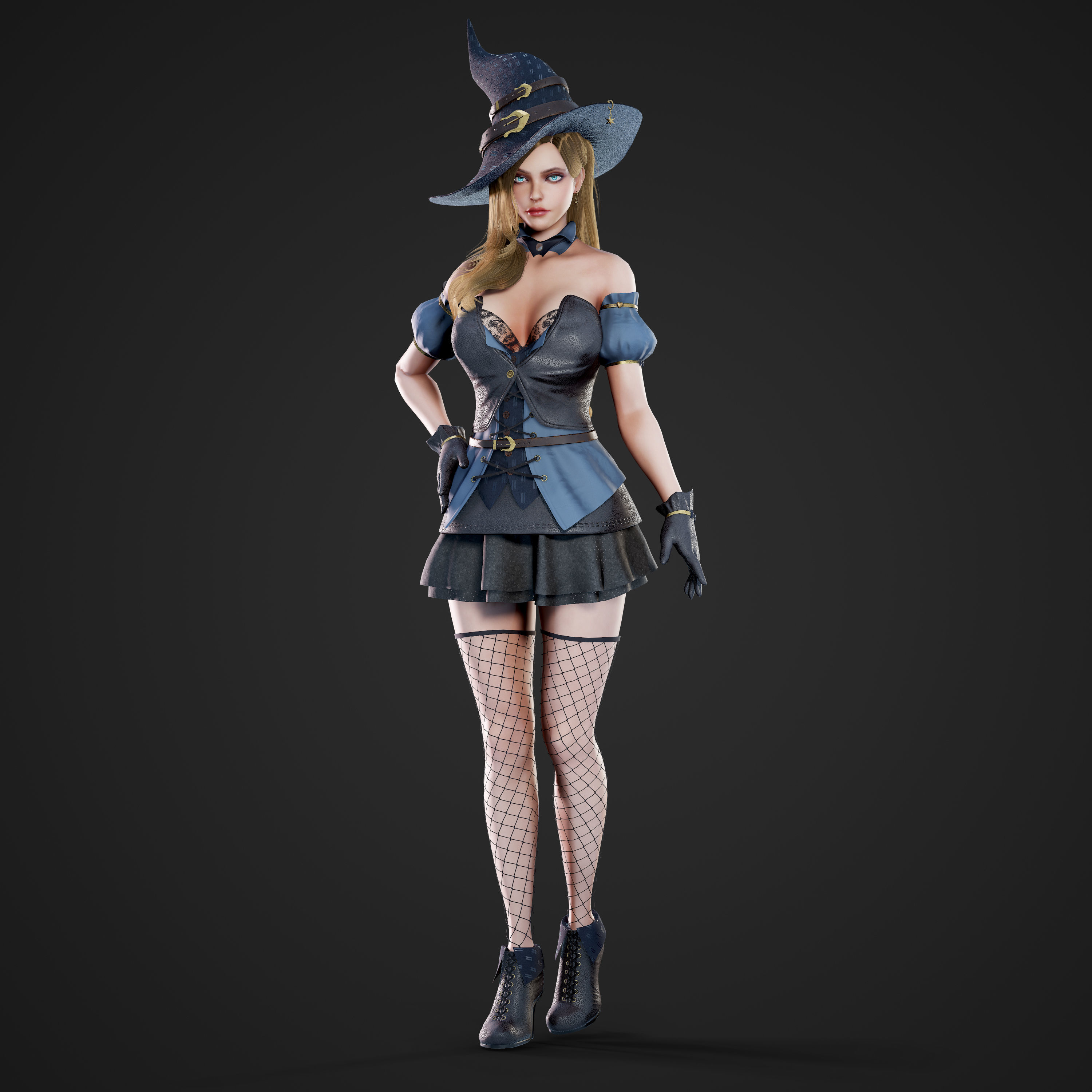 Witch - Game Ready Low-poly 3D model_16