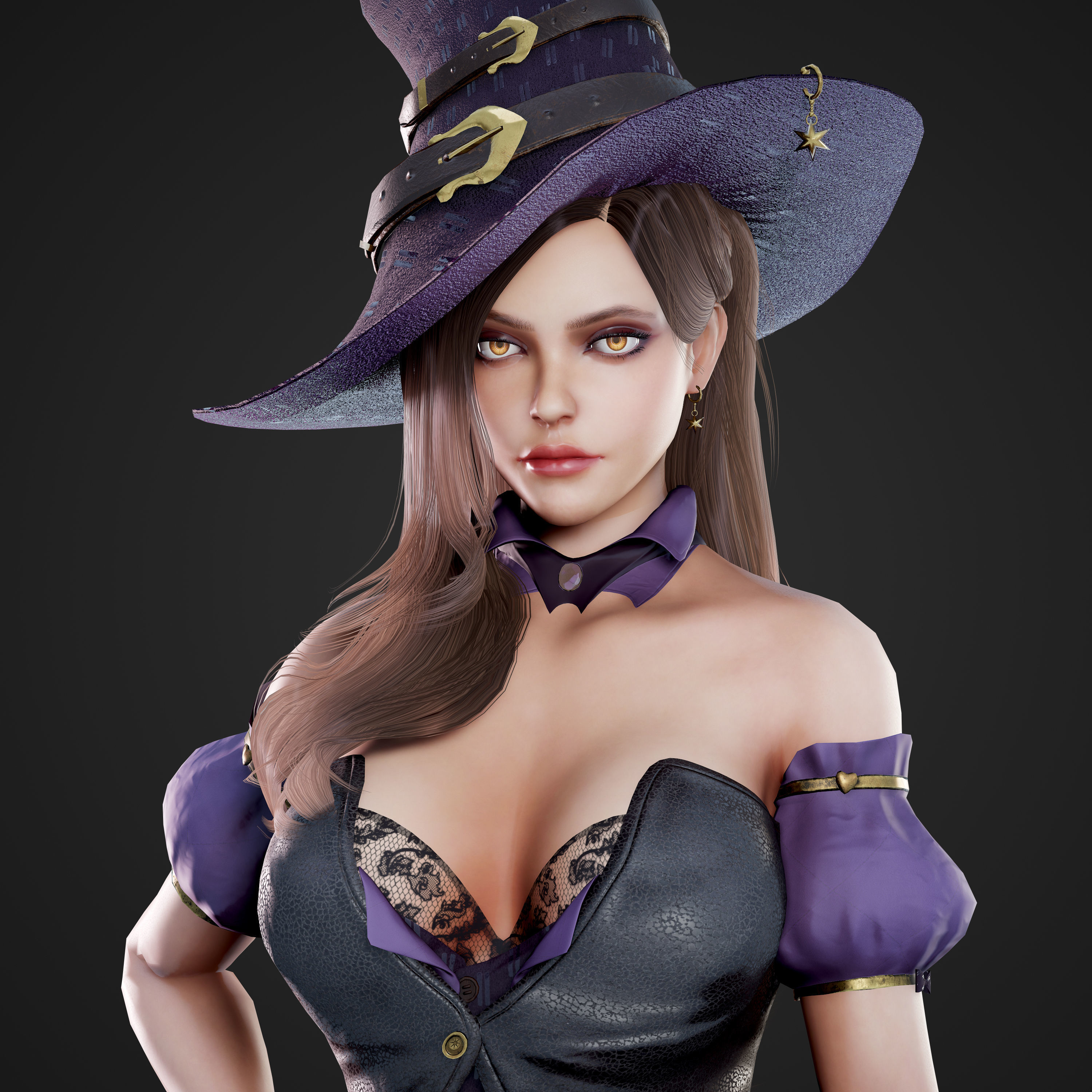 Witch - Game Ready Low-poly 3D model_11