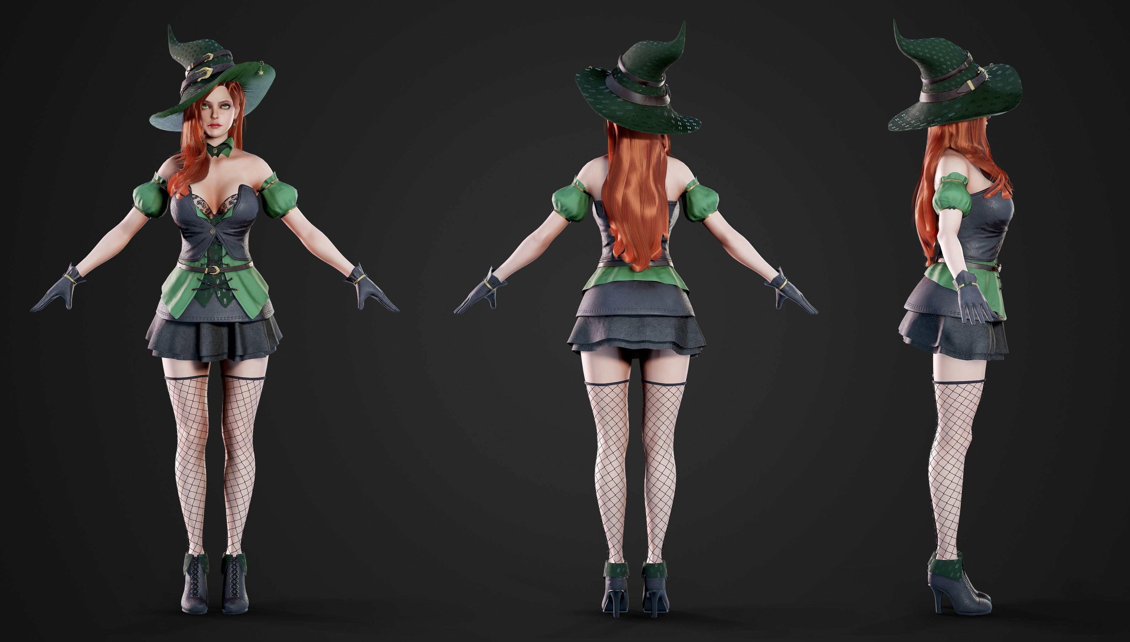Witch - Game Ready Low-poly 3D model_30