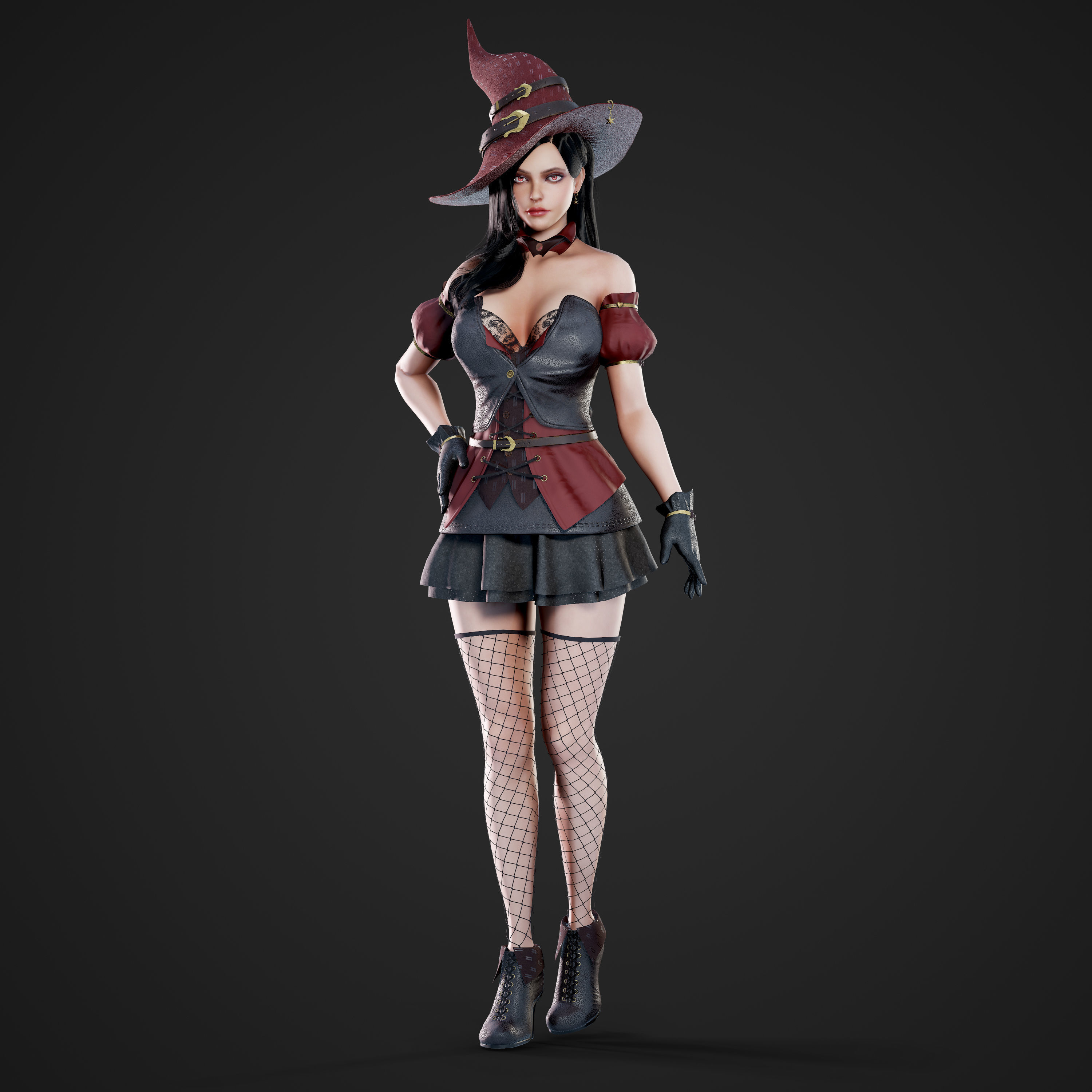 Witch - Game Ready Low-poly 3D model_7