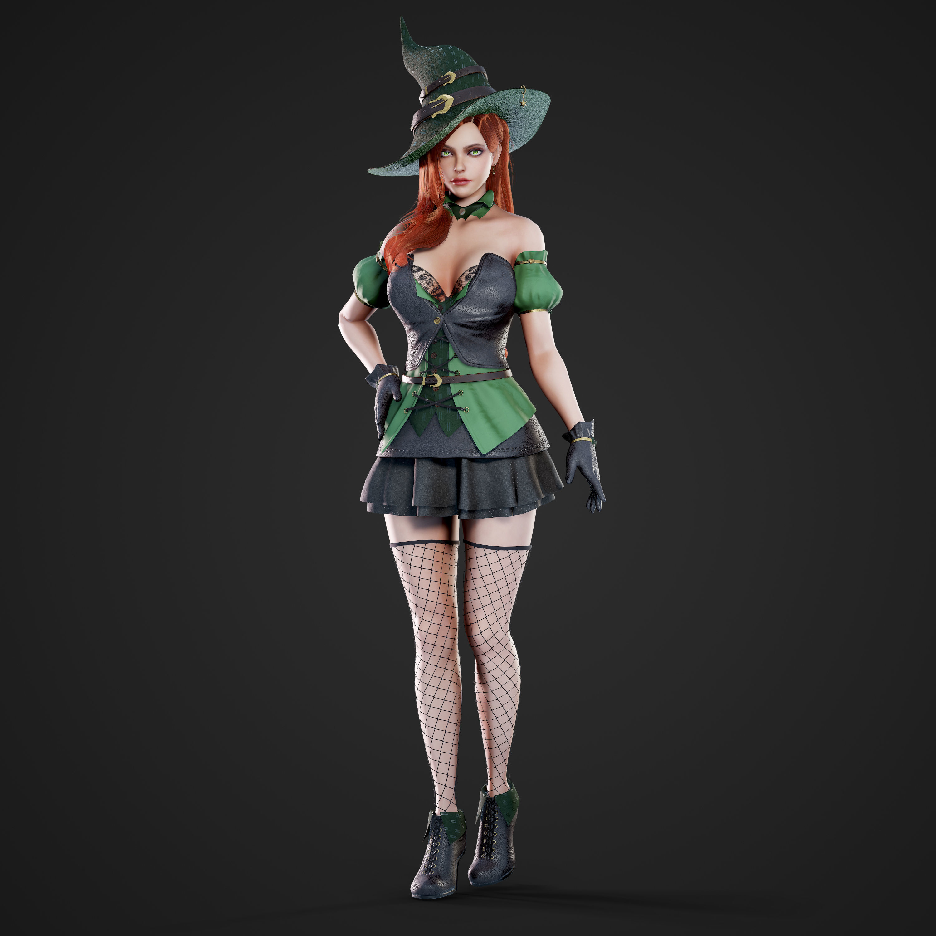 Witch - Game Ready Low-poly 3D model_10