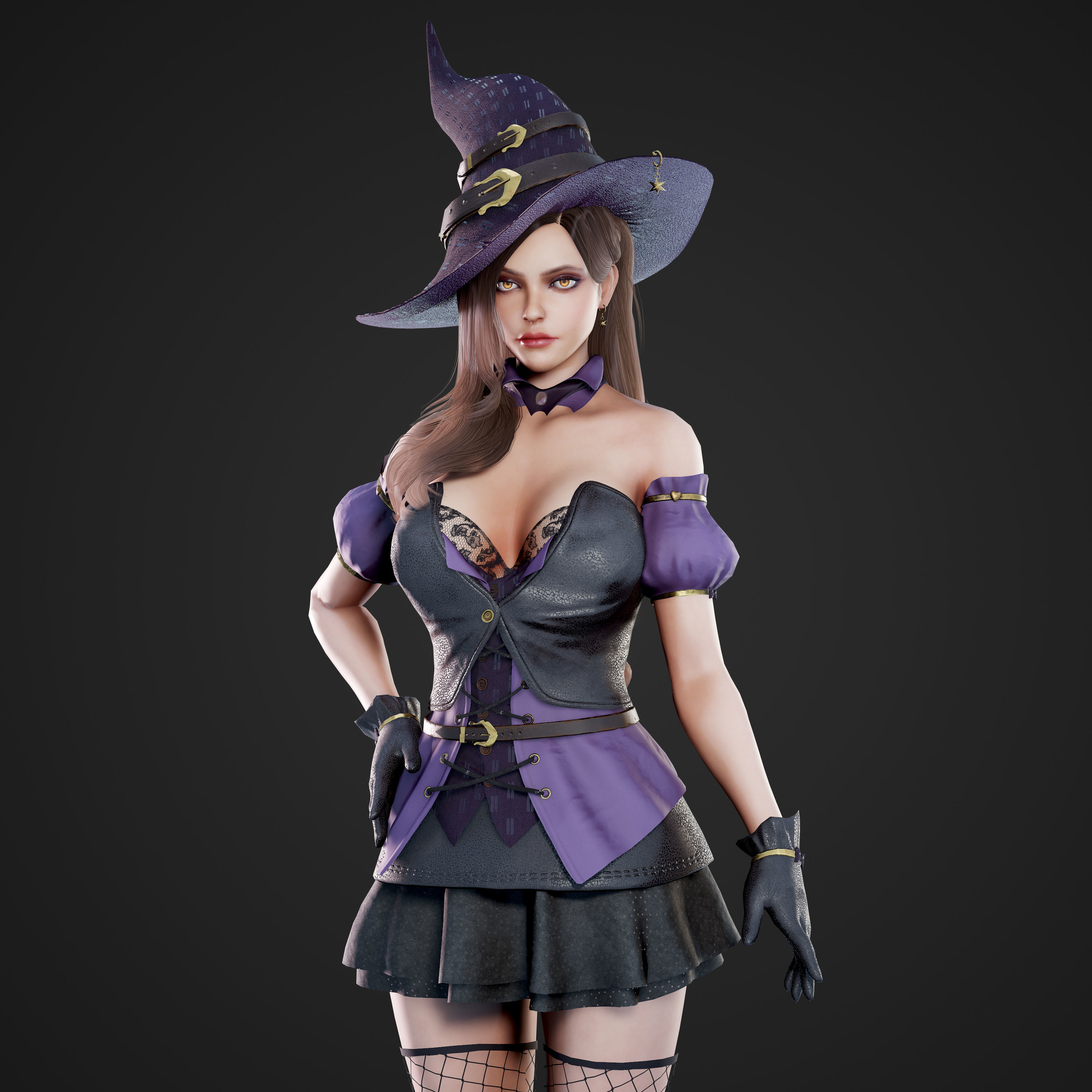Witch - Game Ready Low-poly 3D model_12