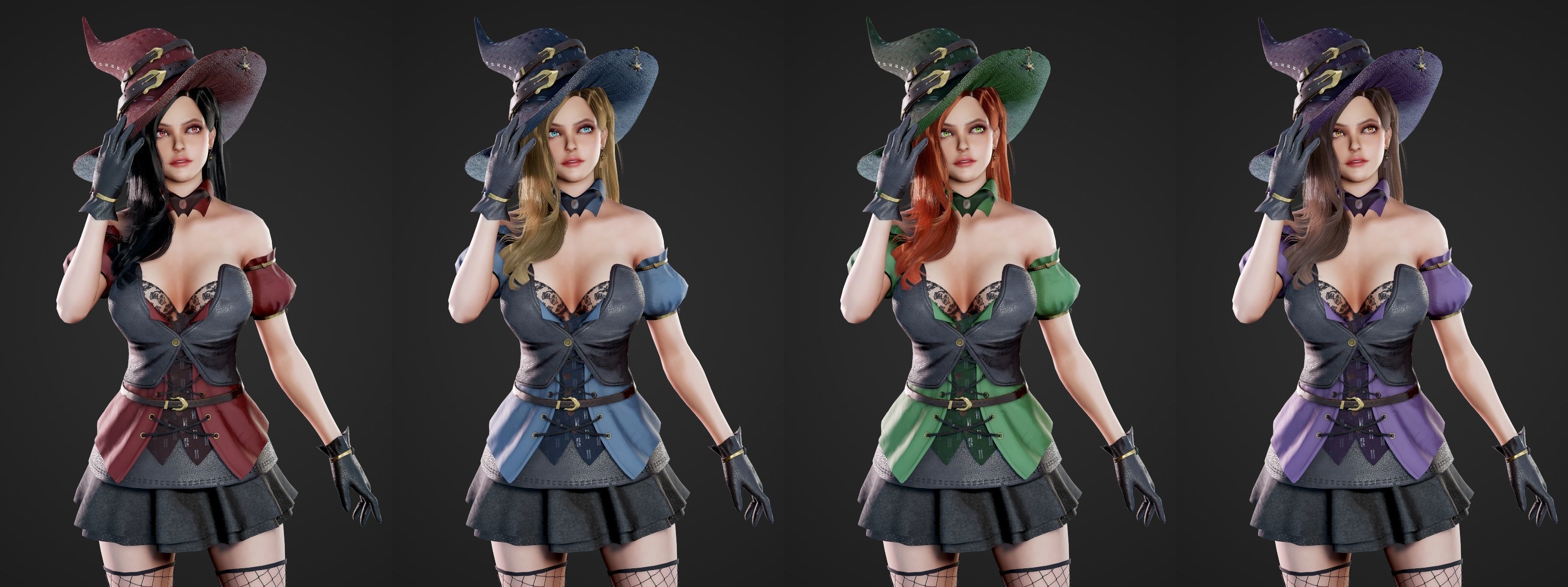 Witch - Game Ready Low-poly 3D model_3