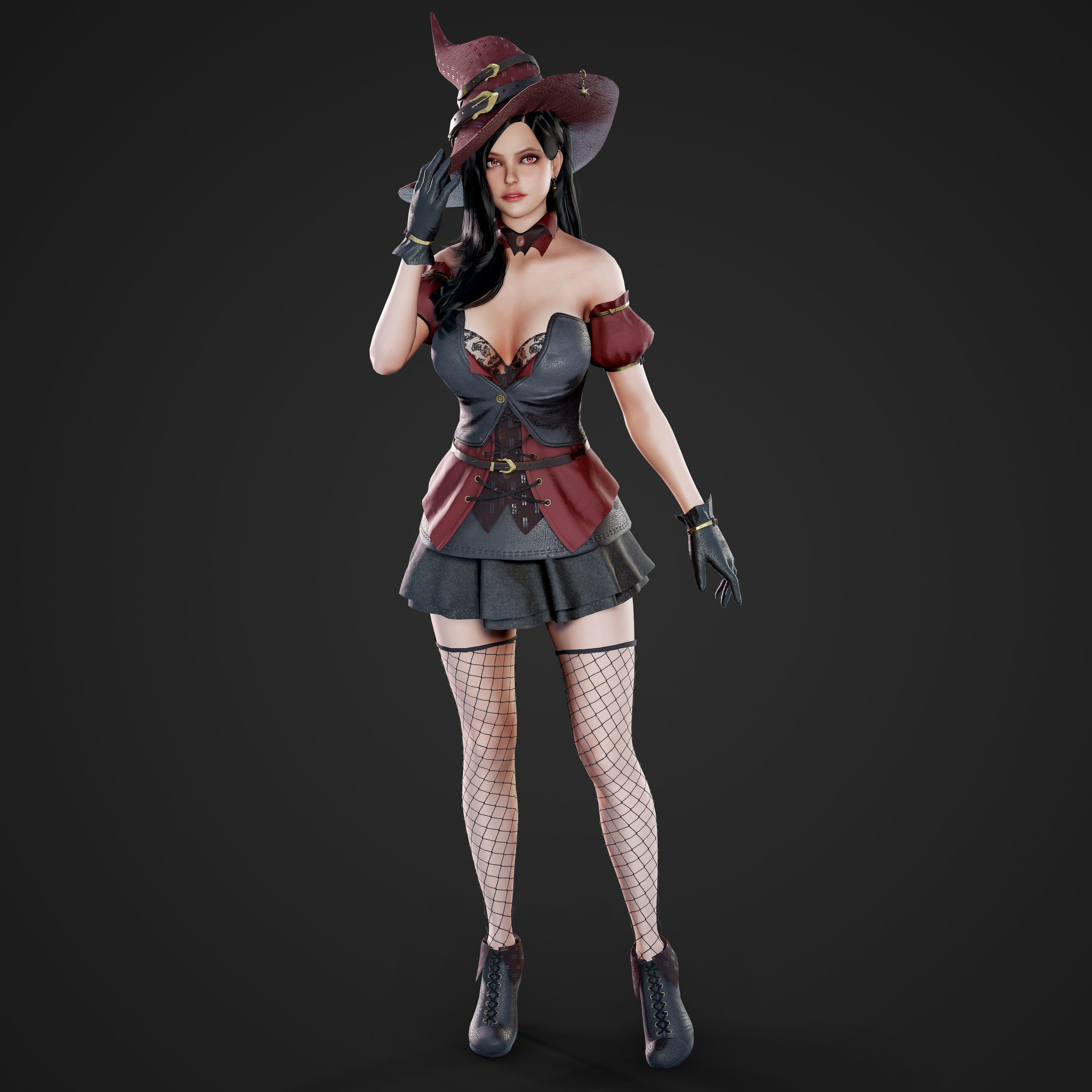 Witch - Game Ready Low-poly 3D model_19