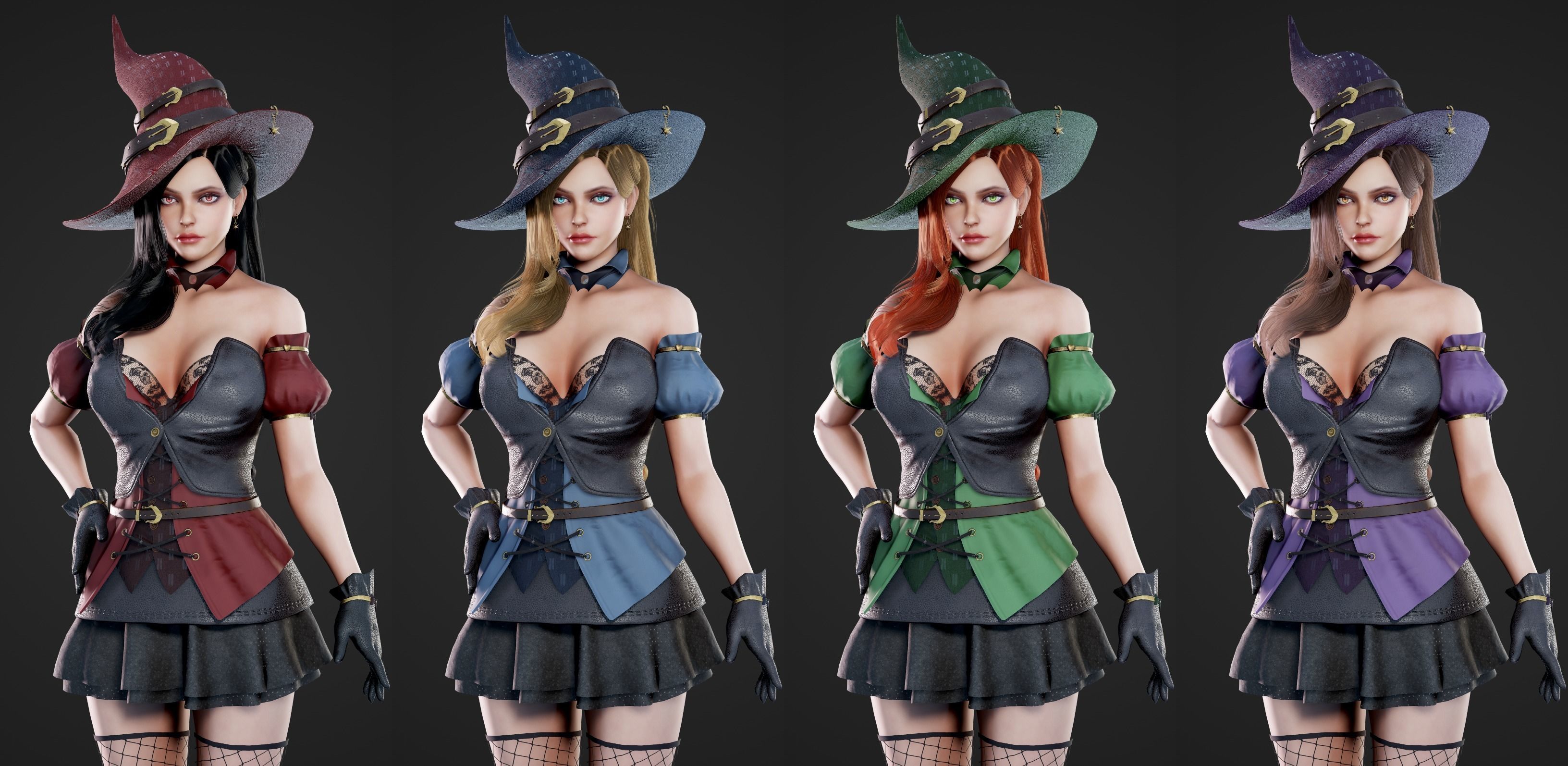 Witch - Game Ready Low-poly 3D model_4