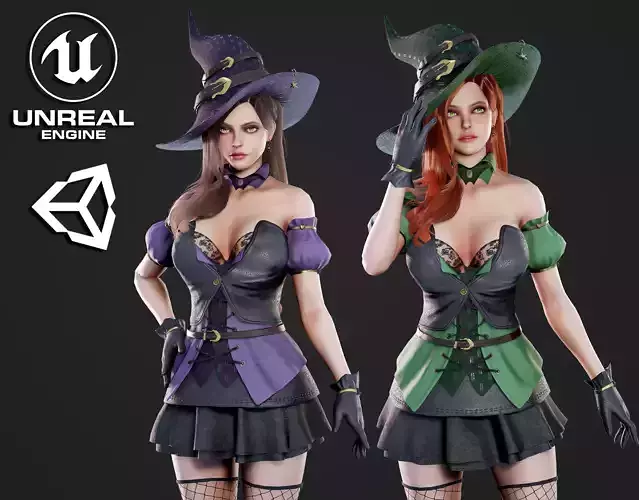 Witch - Game Ready Low-poly 3D model