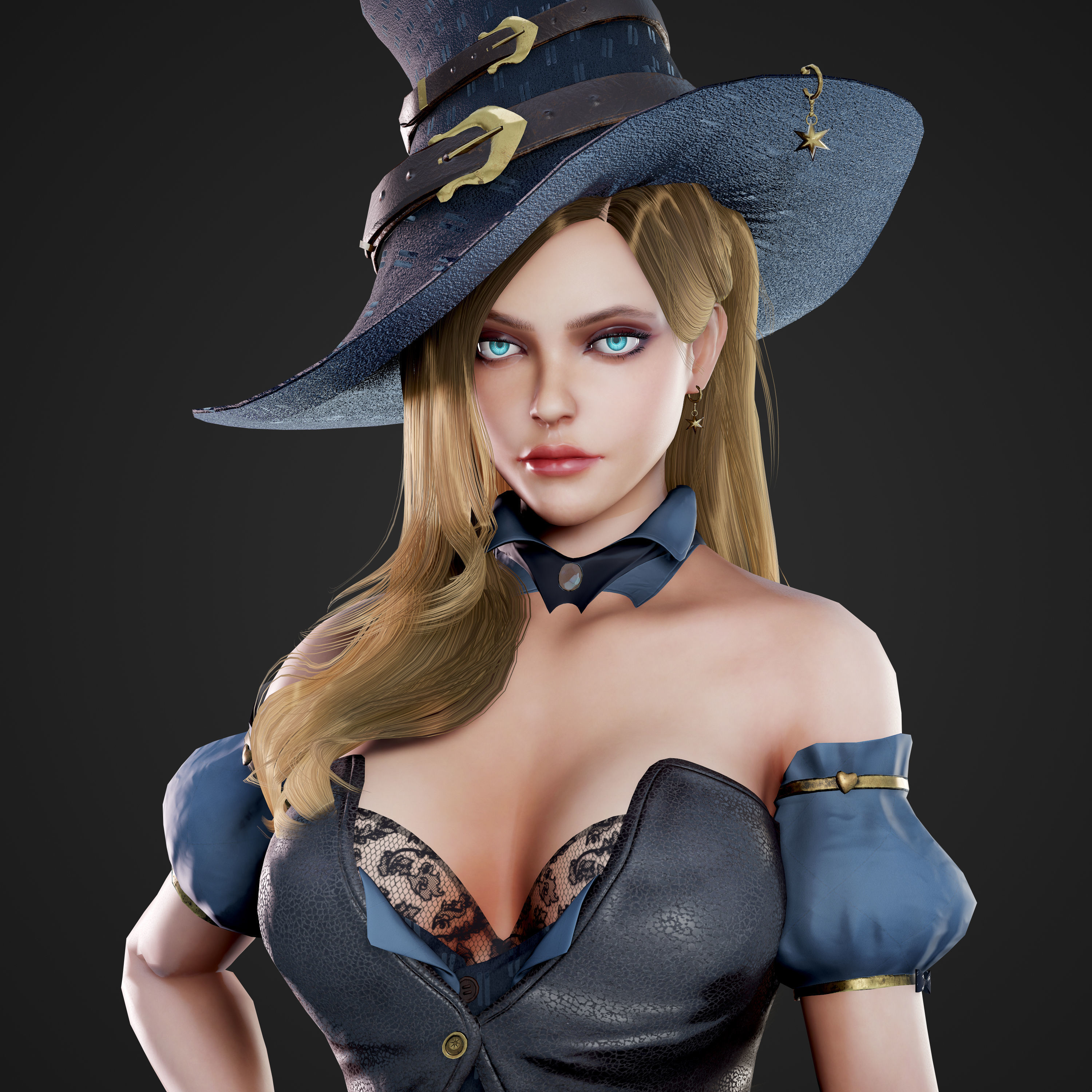 Witch - Game Ready Low-poly 3D model_14