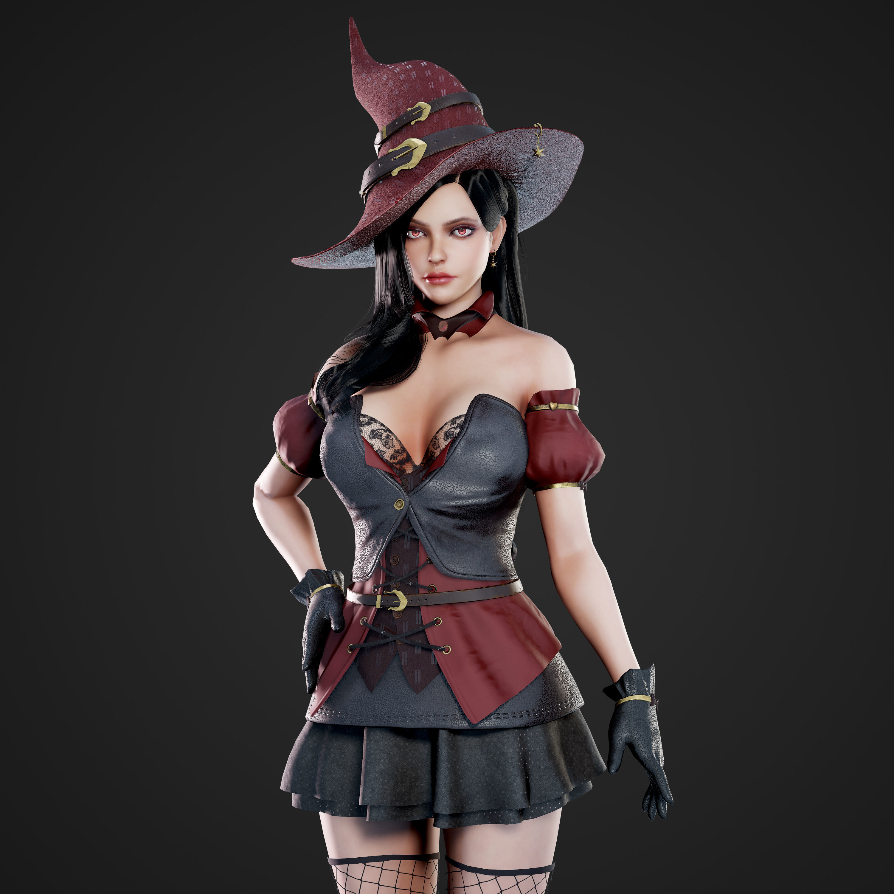 Witch - Game Ready Low-poly 3D model_6