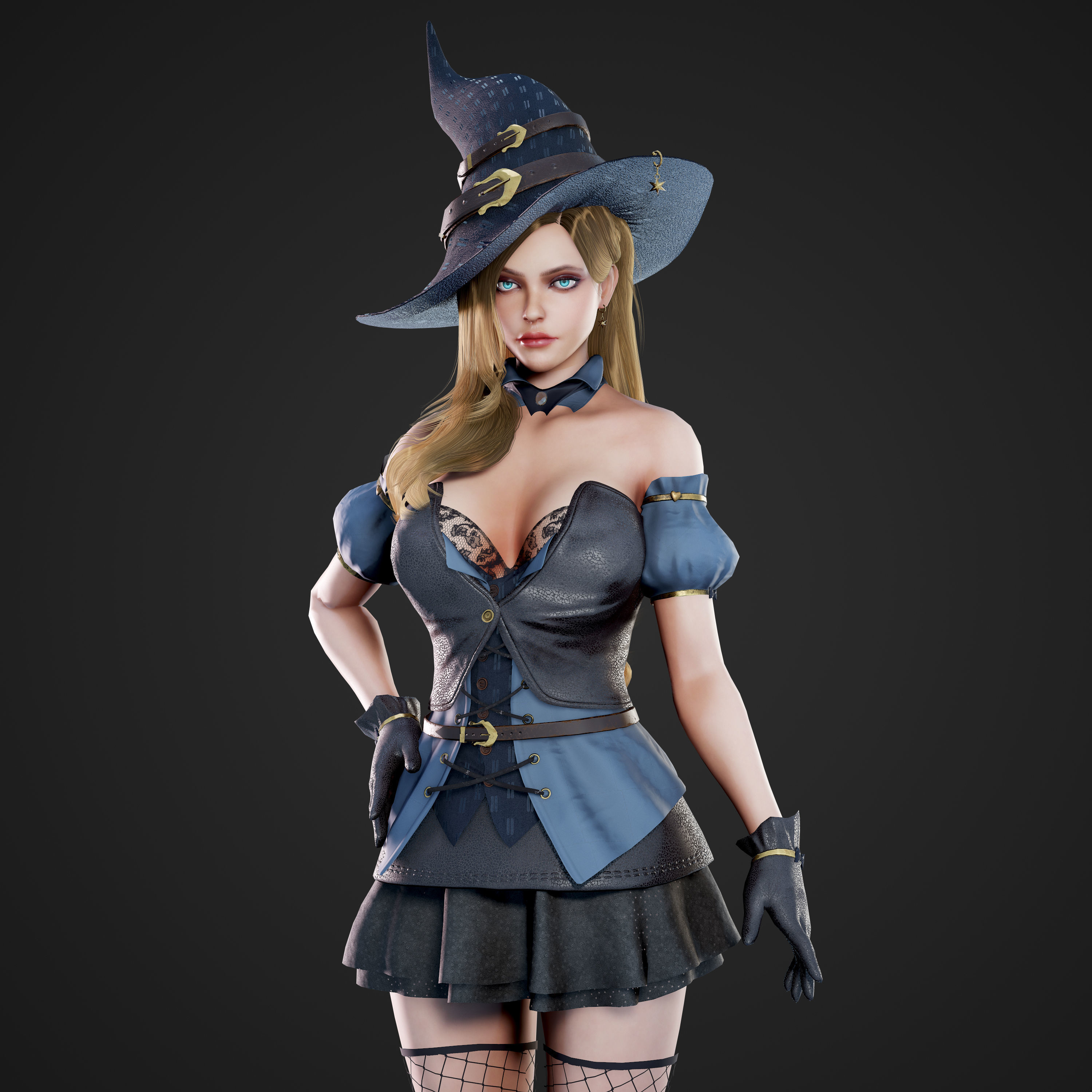 Witch - Game Ready Low-poly 3D model_15