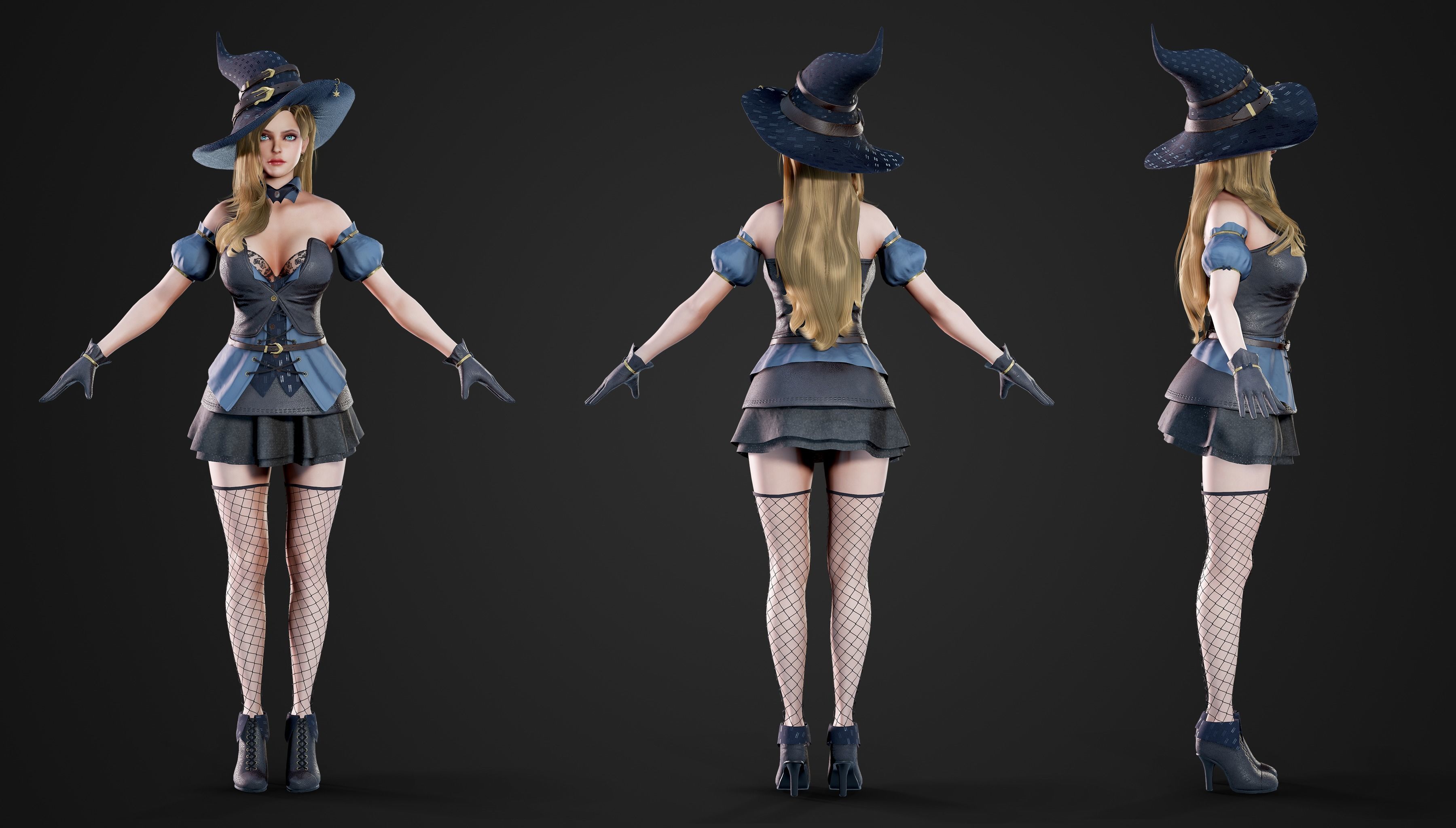 Witch - Game Ready Low-poly 3D model_29