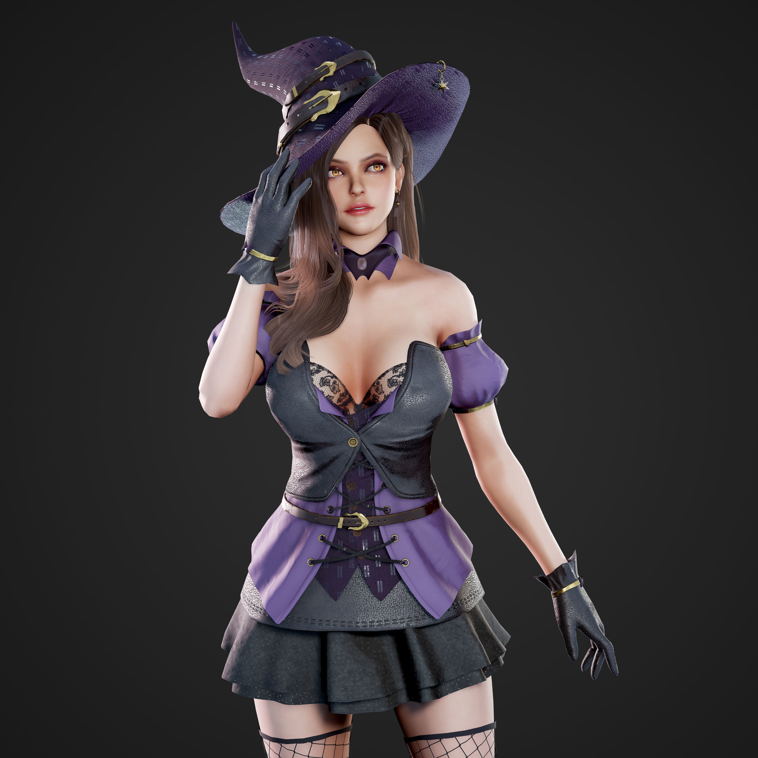 Witch - Game Ready Low-poly 3D model_24