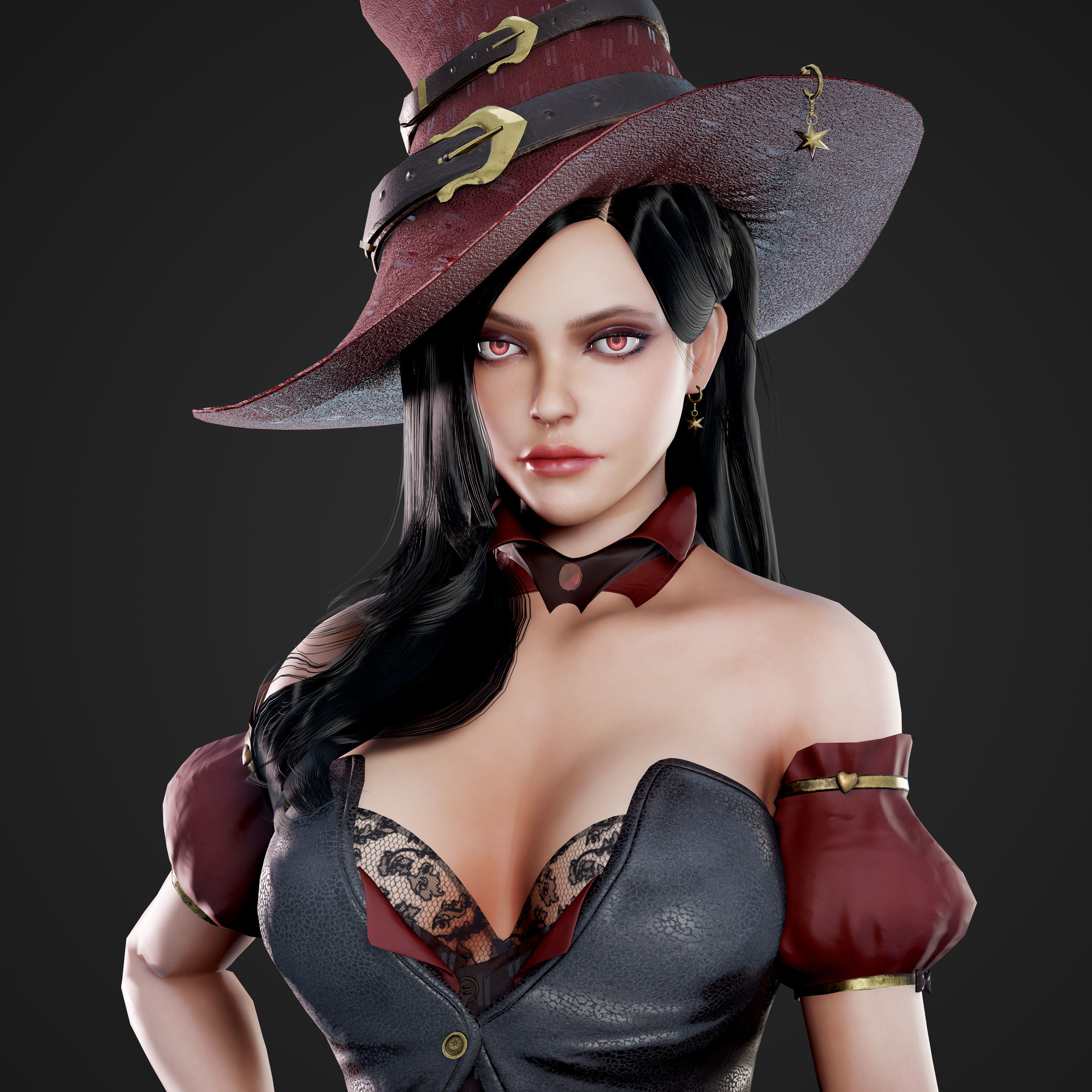 Witch - Game Ready Low-poly 3D model_5