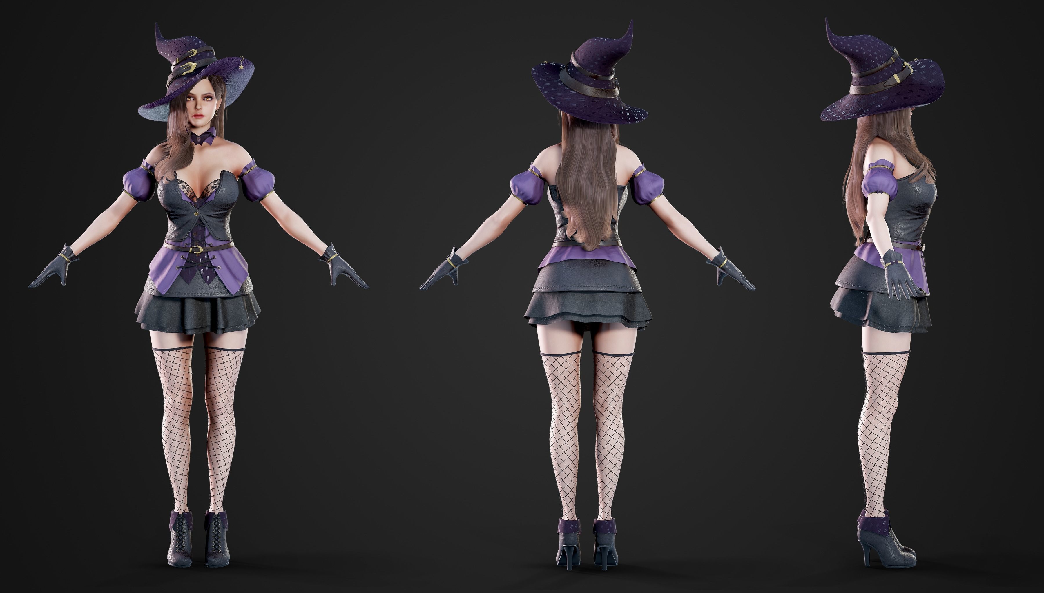Witch - Game Ready Low-poly 3D model_31