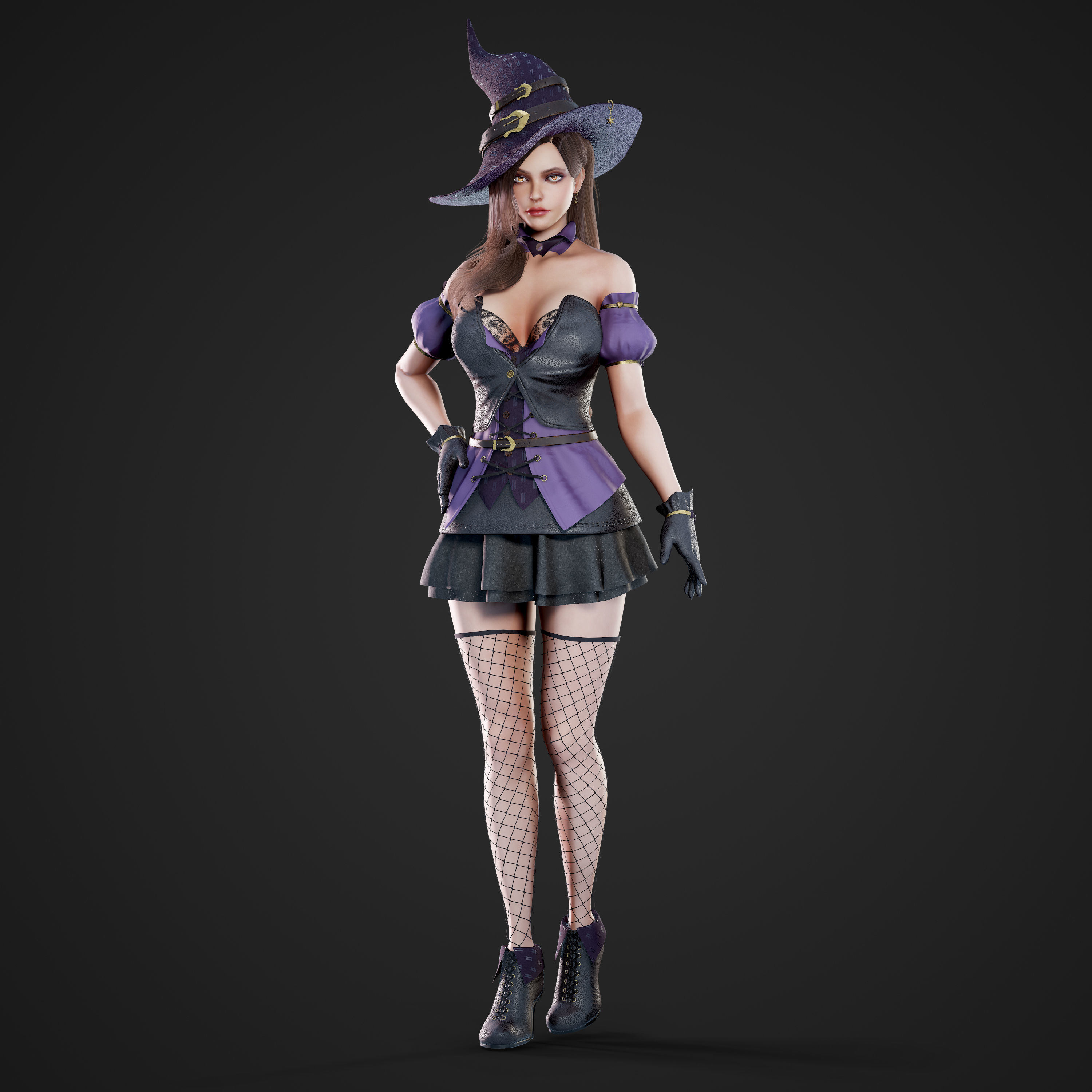 Witch - Game Ready Low-poly 3D model_13