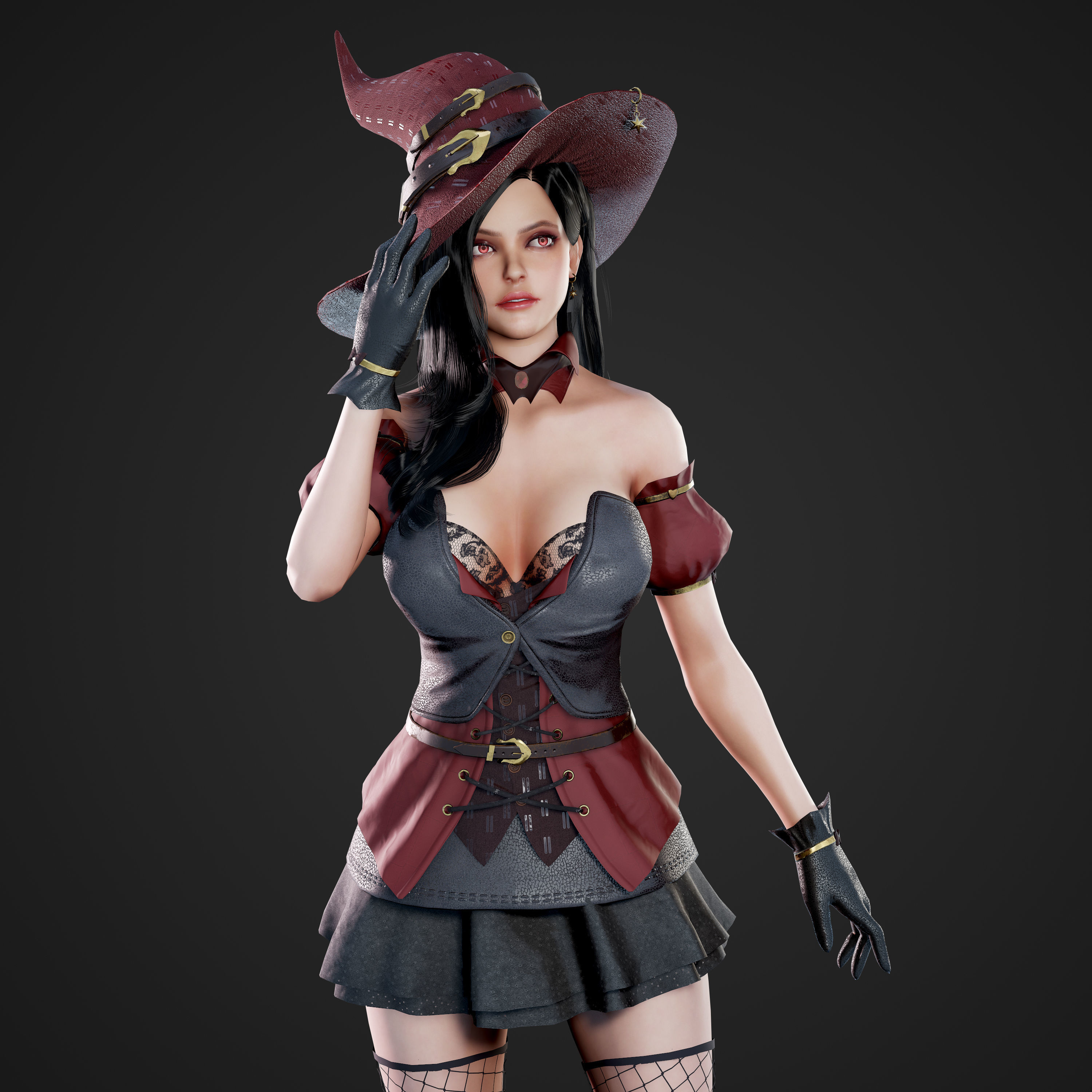 Witch - Game Ready Low-poly 3D model_18