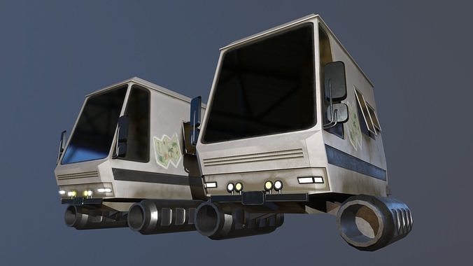 Stylized Sci Fi Car With 2 Texture Low-poly 3D model 4