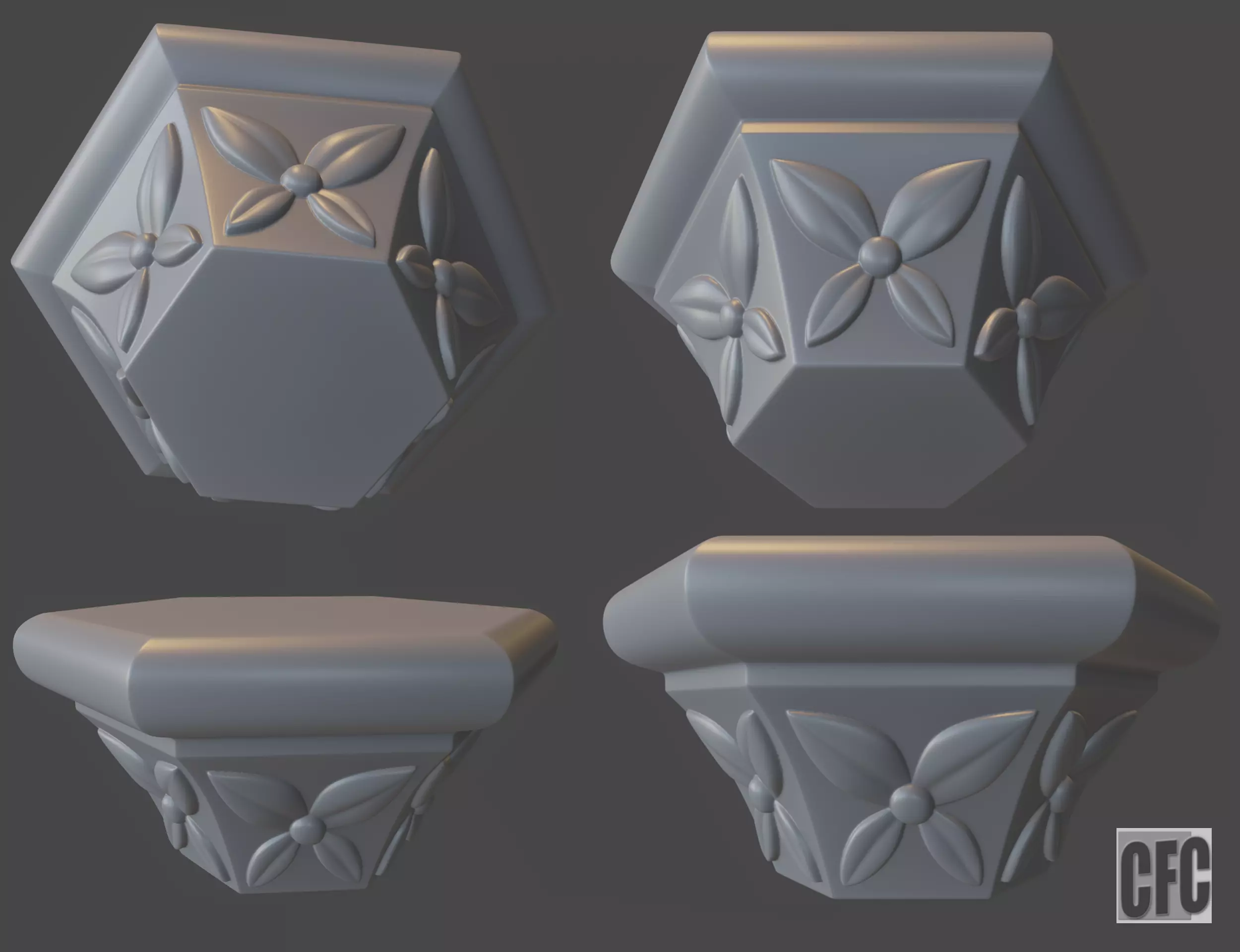 Goth Capital - 3d model for CNC - GothColumnCFC07 - capital 3D print model_0