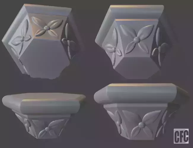 Goth Capital - 3d model for CNC - GothColumnCFC07 - capital 3D print model