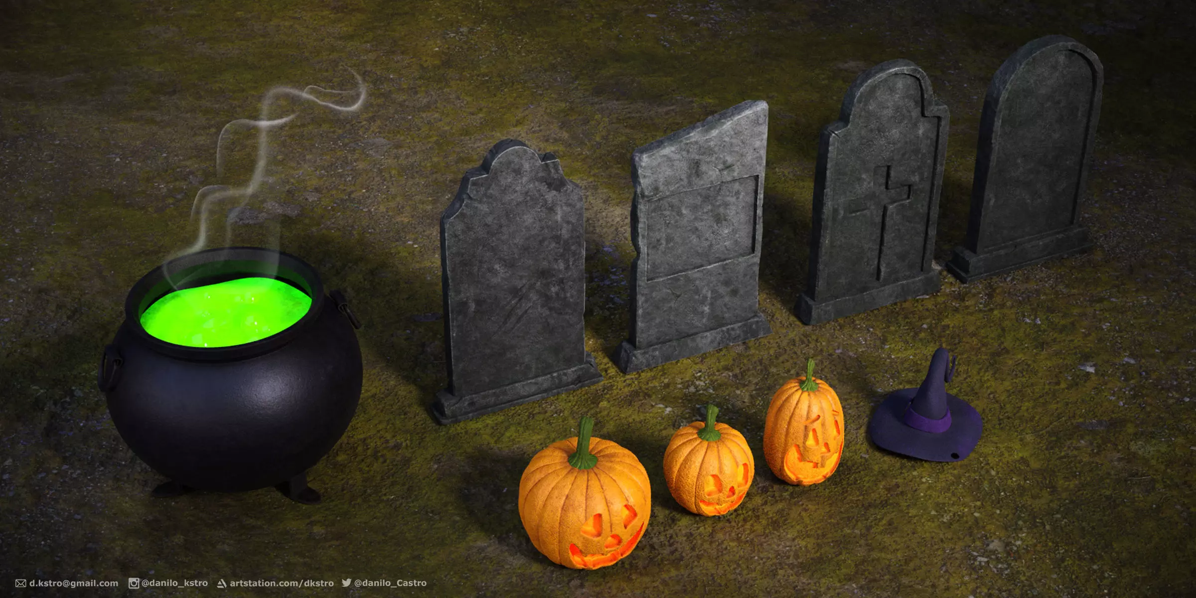 Halloween Package Low-poly 3D model_0