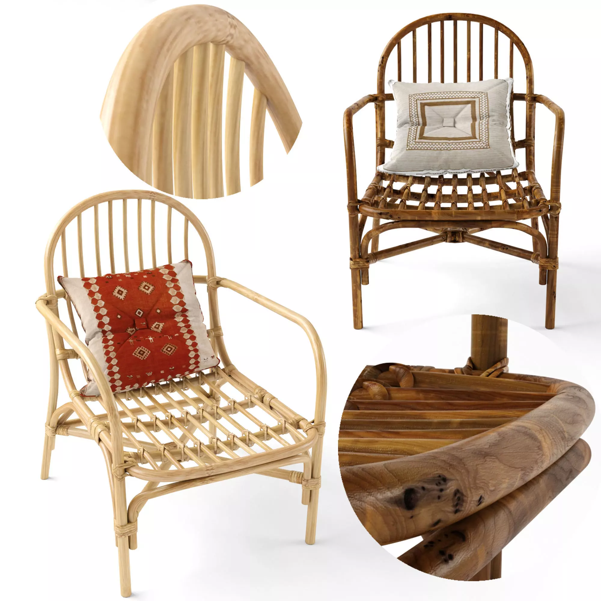 Mina natural Rattan Chair 3D model