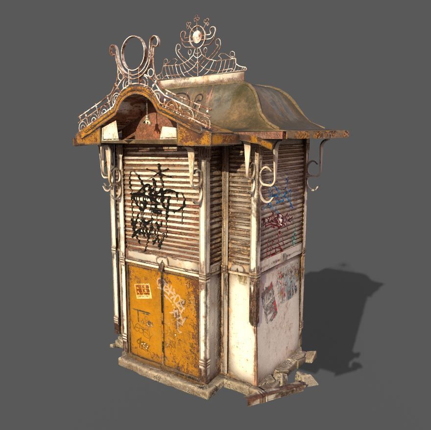 Abandoned Kiosk 3D model_6