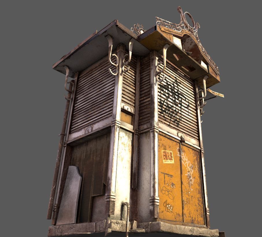 Abandoned Kiosk 3D model_7