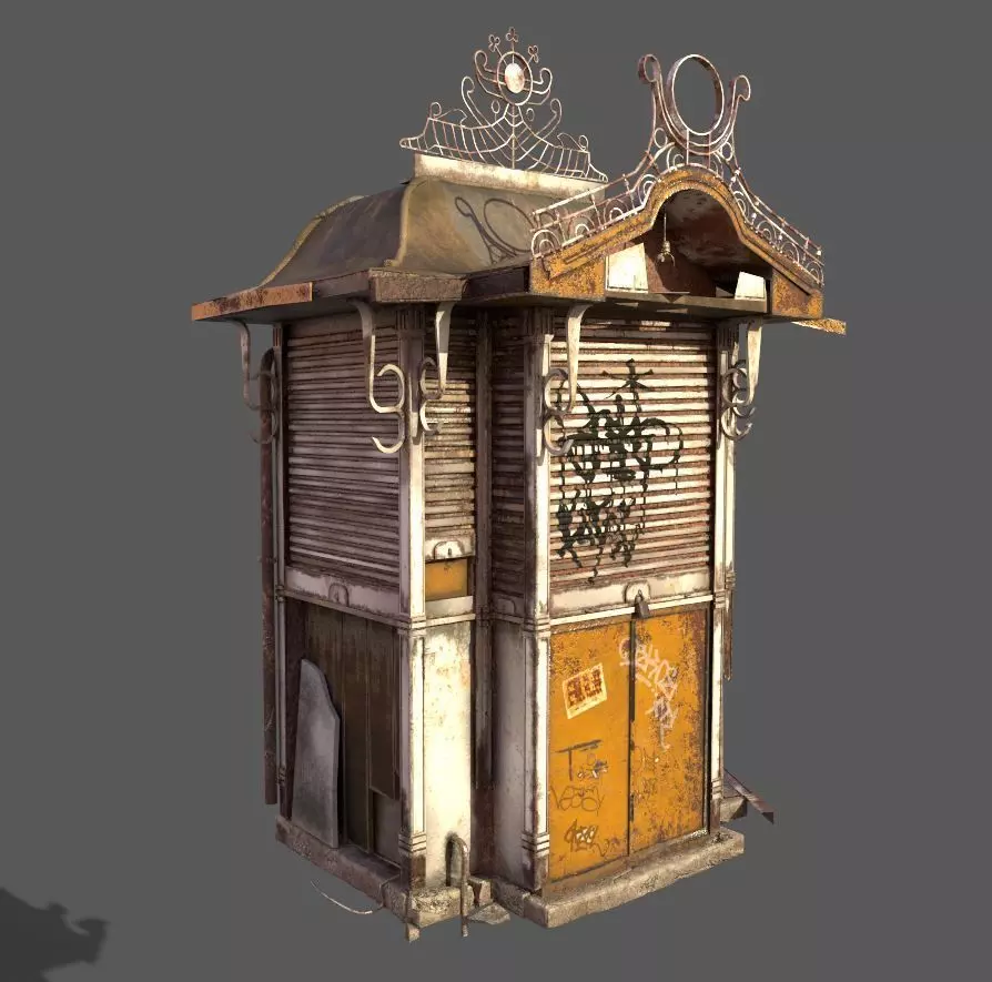 Abandoned Kiosk 3D model_0