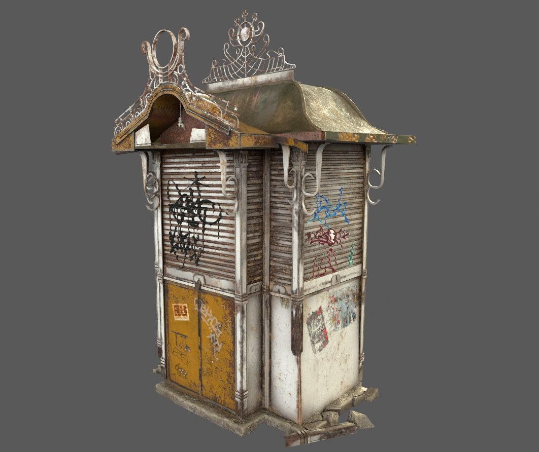 Abandoned Kiosk 3D model_1