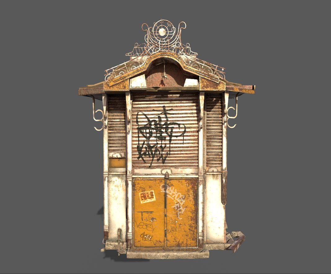 Abandoned Kiosk 3D model_2