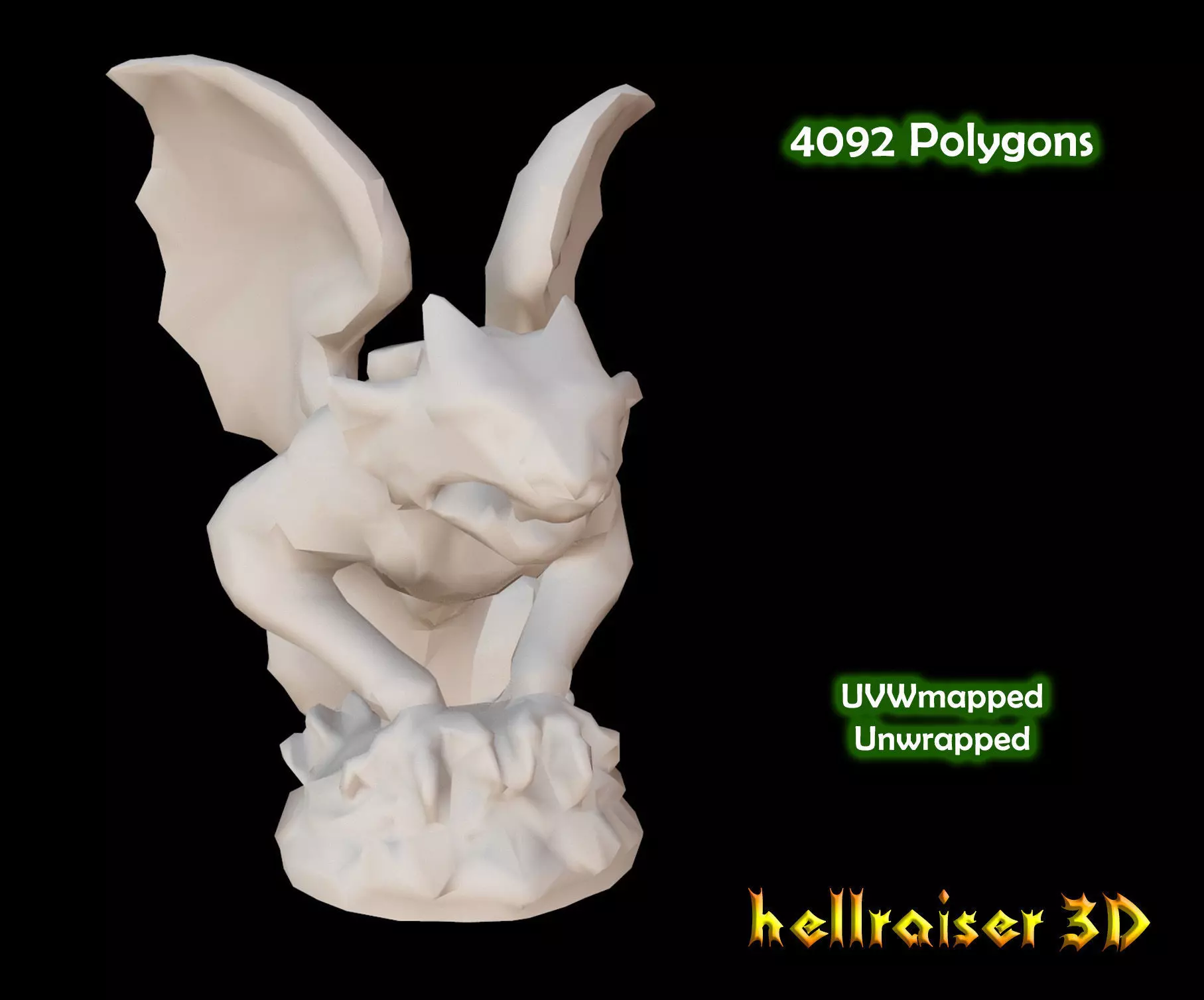 Gargoyle Statue Low-poly 3D model_0