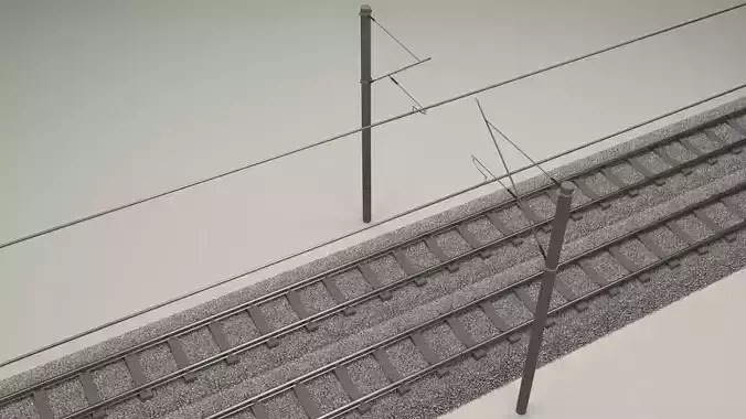 Train Track Double Electrified 3D model