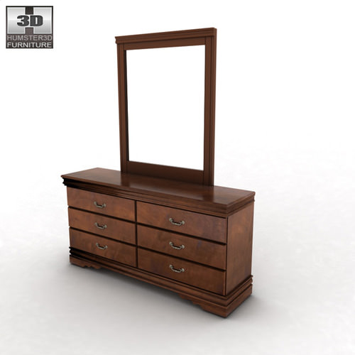 Ashley Wilmington Sleigh Bedroom Set 3D Model Game ready .max .obj .3ds